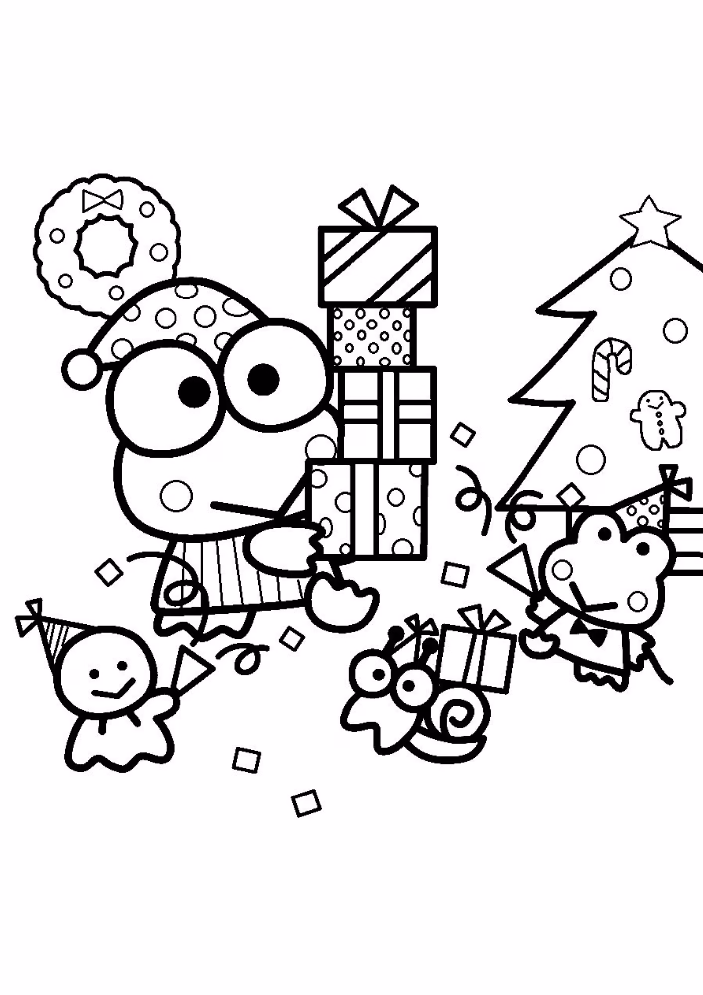 Keroppi e para colorir — desenho para imprimir