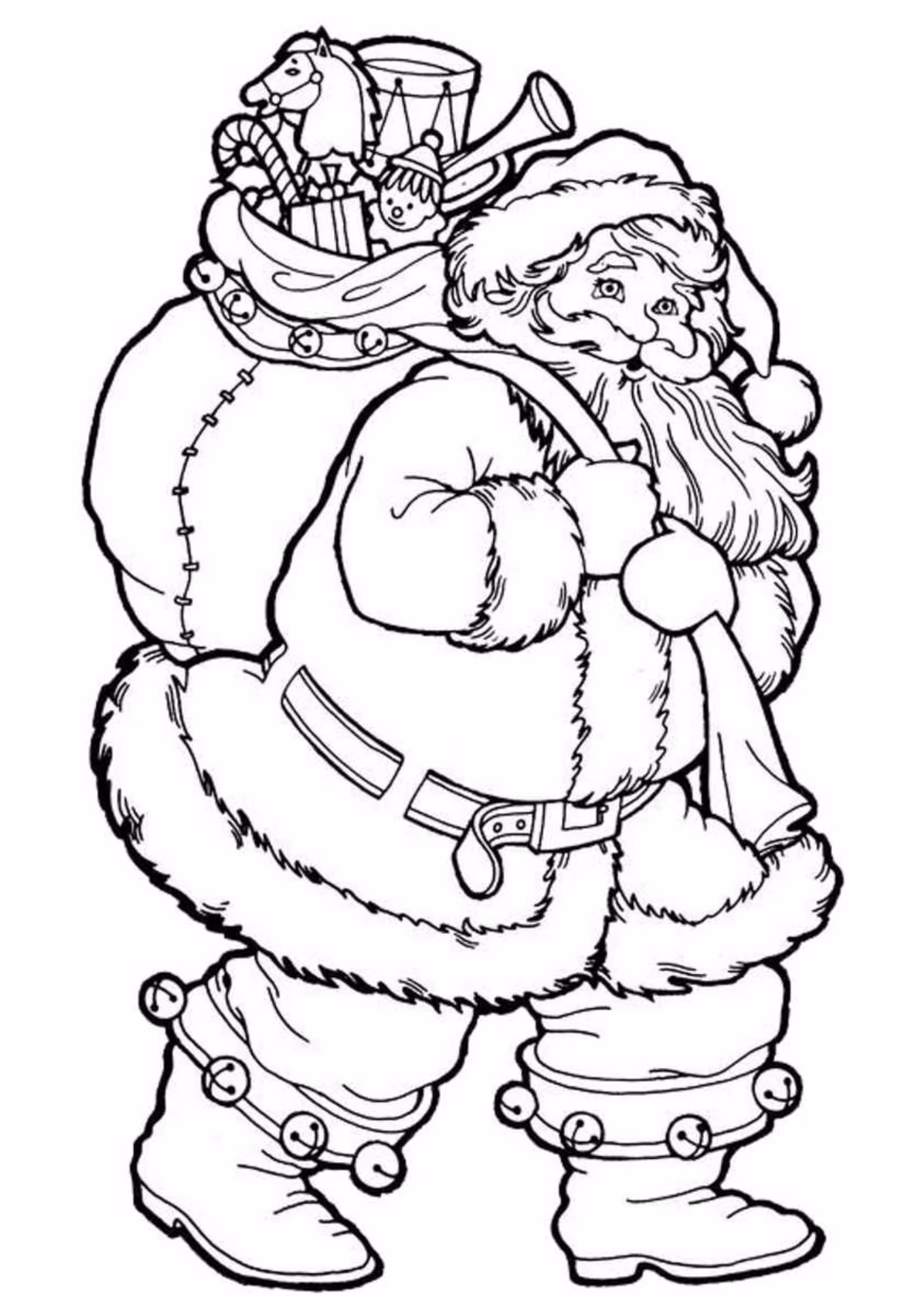 Papai noel e para colorir — desenho para imprimir