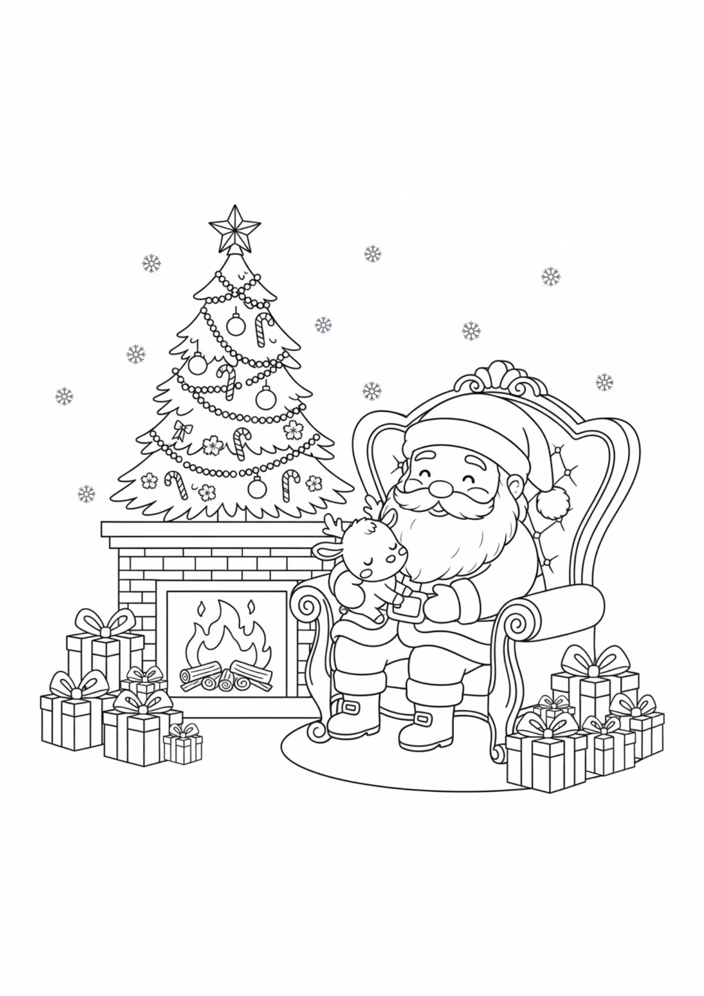 Papai noel e para colorir — desenho para imprimir