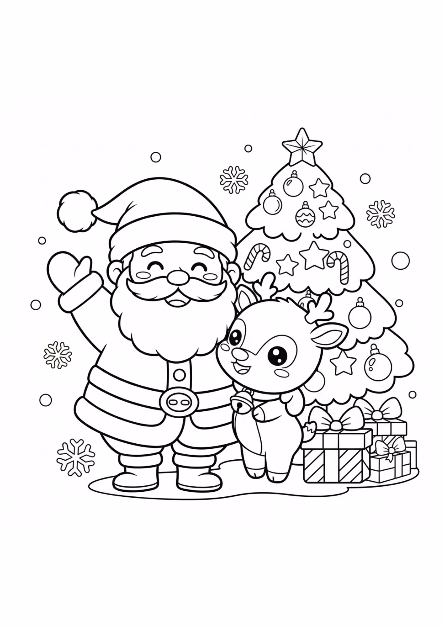 Papai noel e para colorir — desenho para imprimir