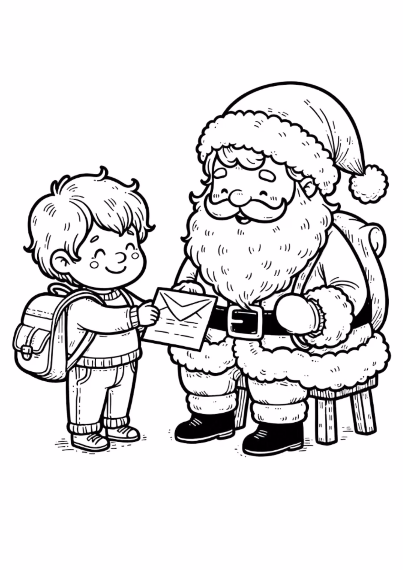 Papai noel e para colorir — desenho para imprimir