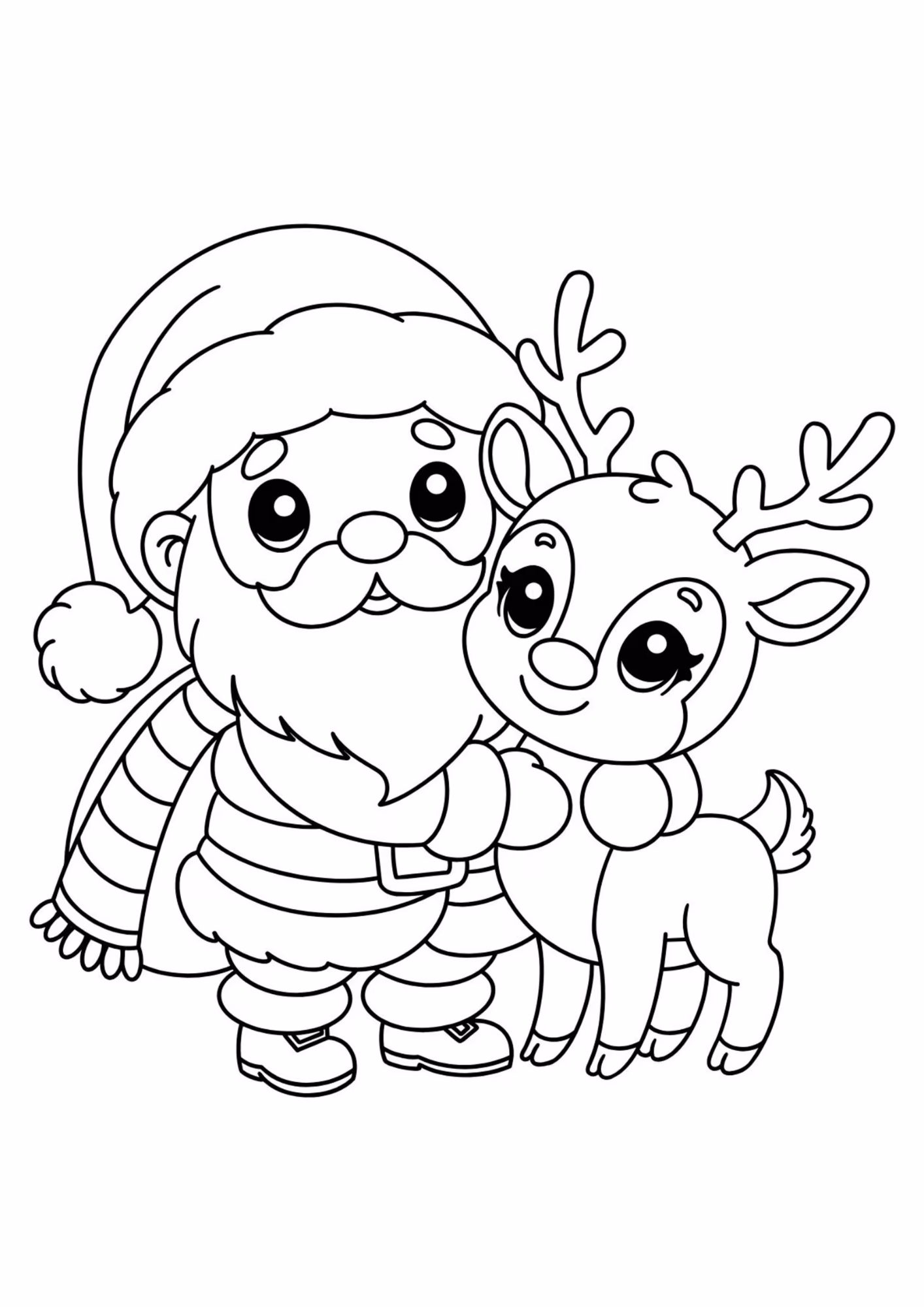 Papai noel e para colorir — desenho para imprimir