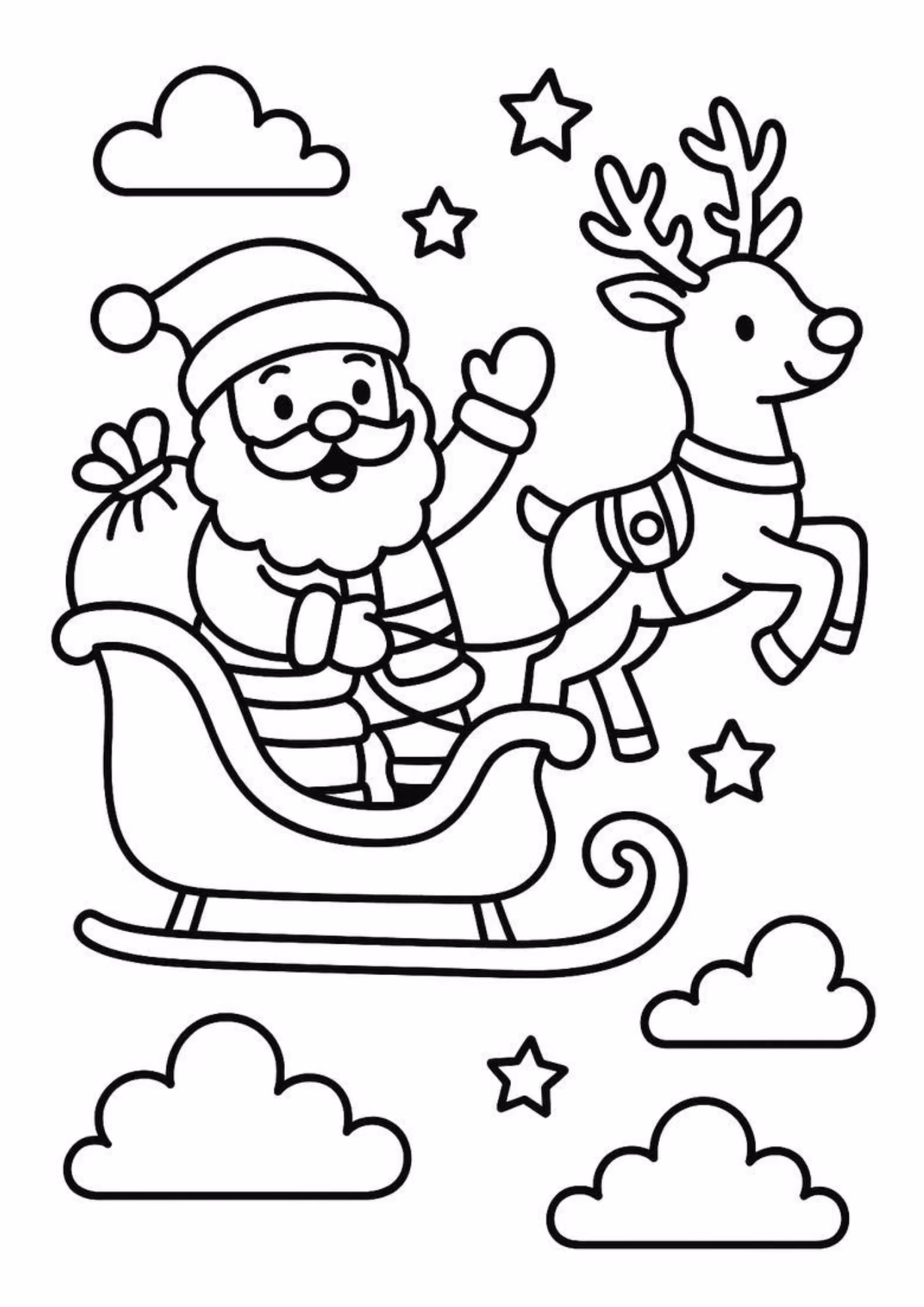 Papai noel e para colorir — desenho para imprimir