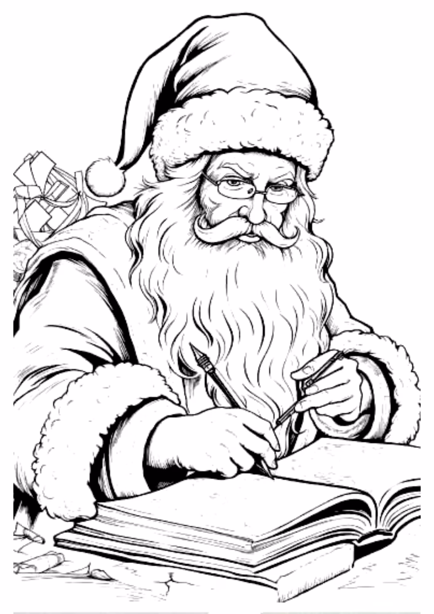 Papai noel e para colorir — desenho para imprimir