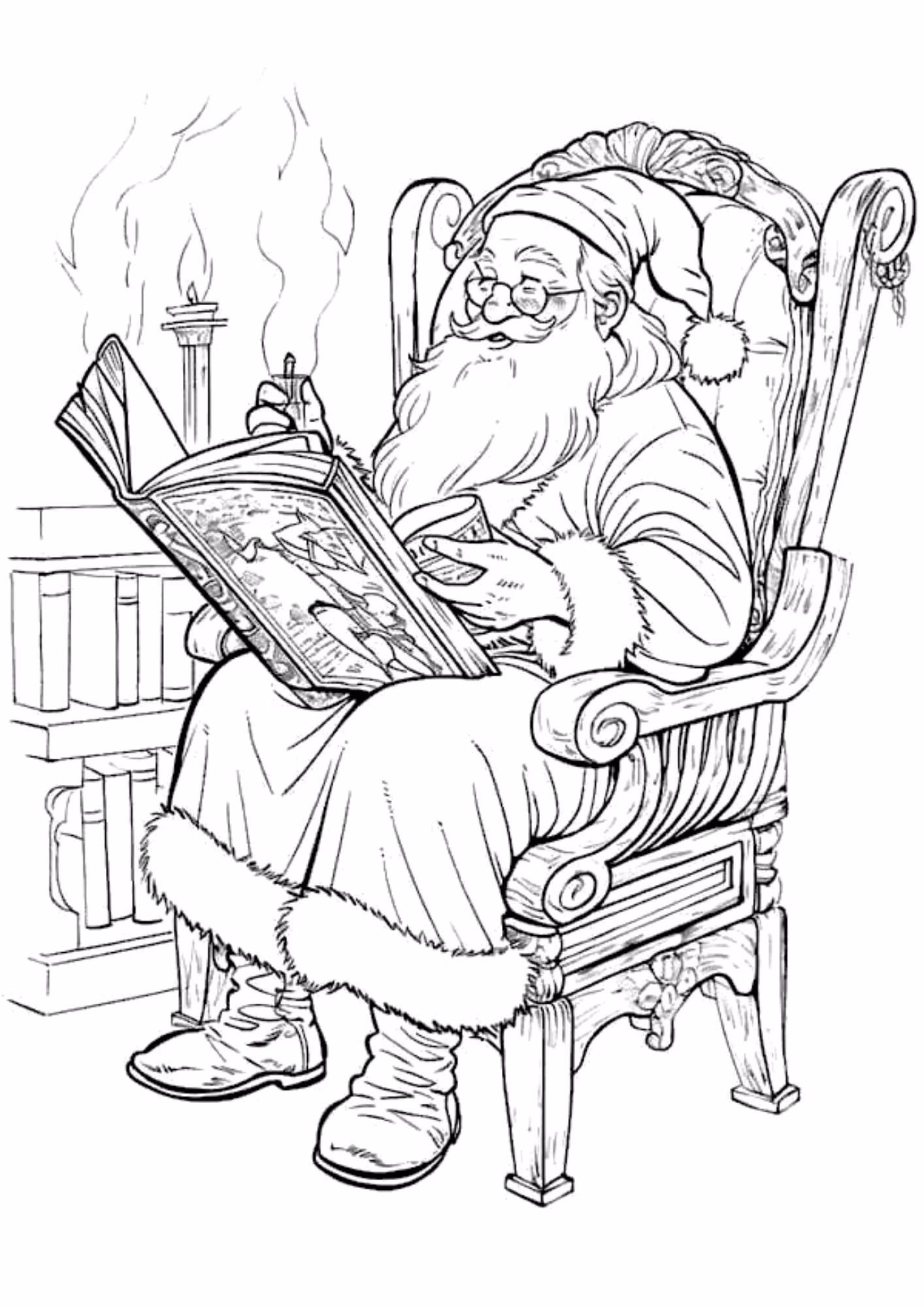 Papai noel e para colorir — desenho para imprimir