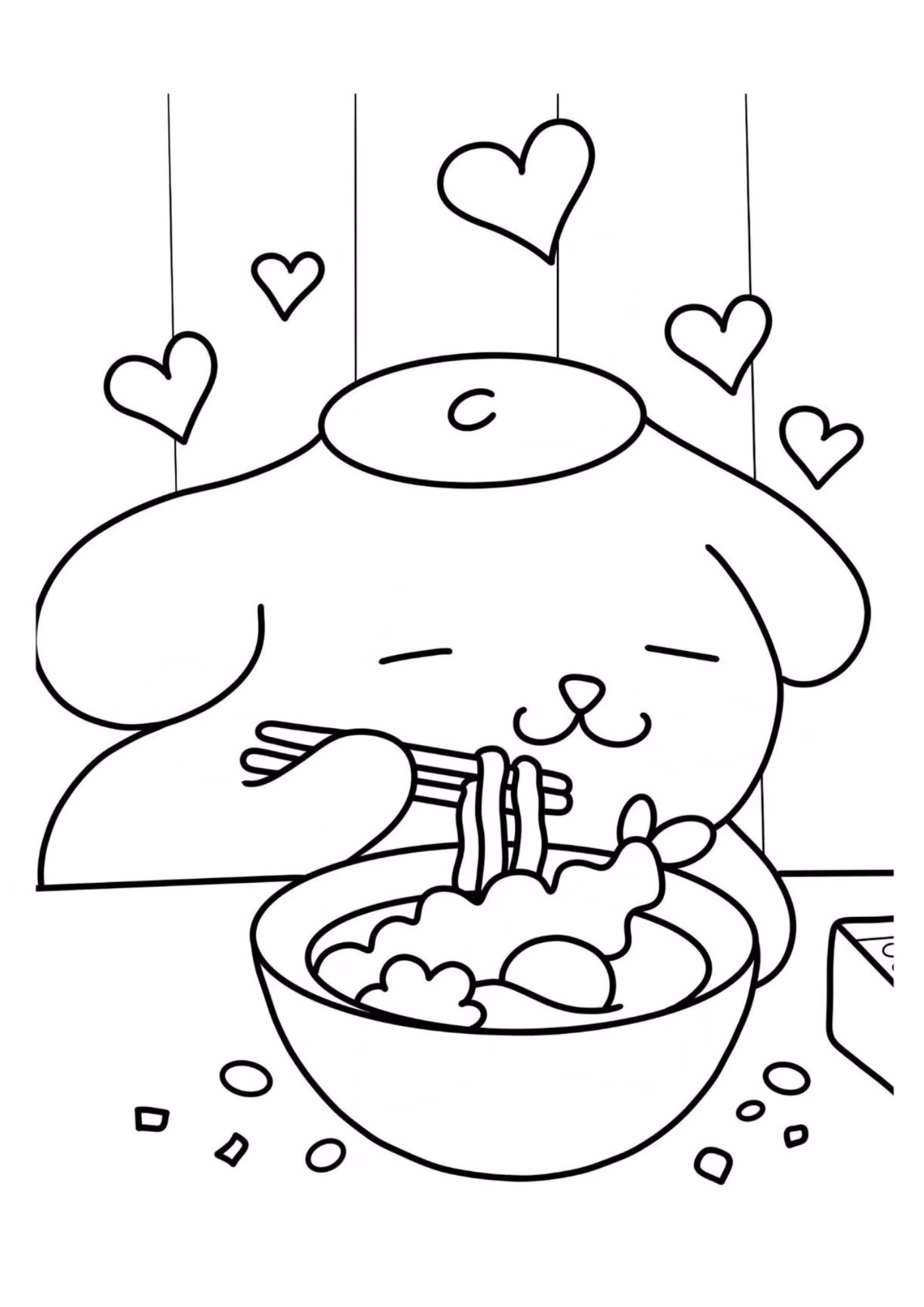 Pompompurin e para colorir — desenho para imprimir