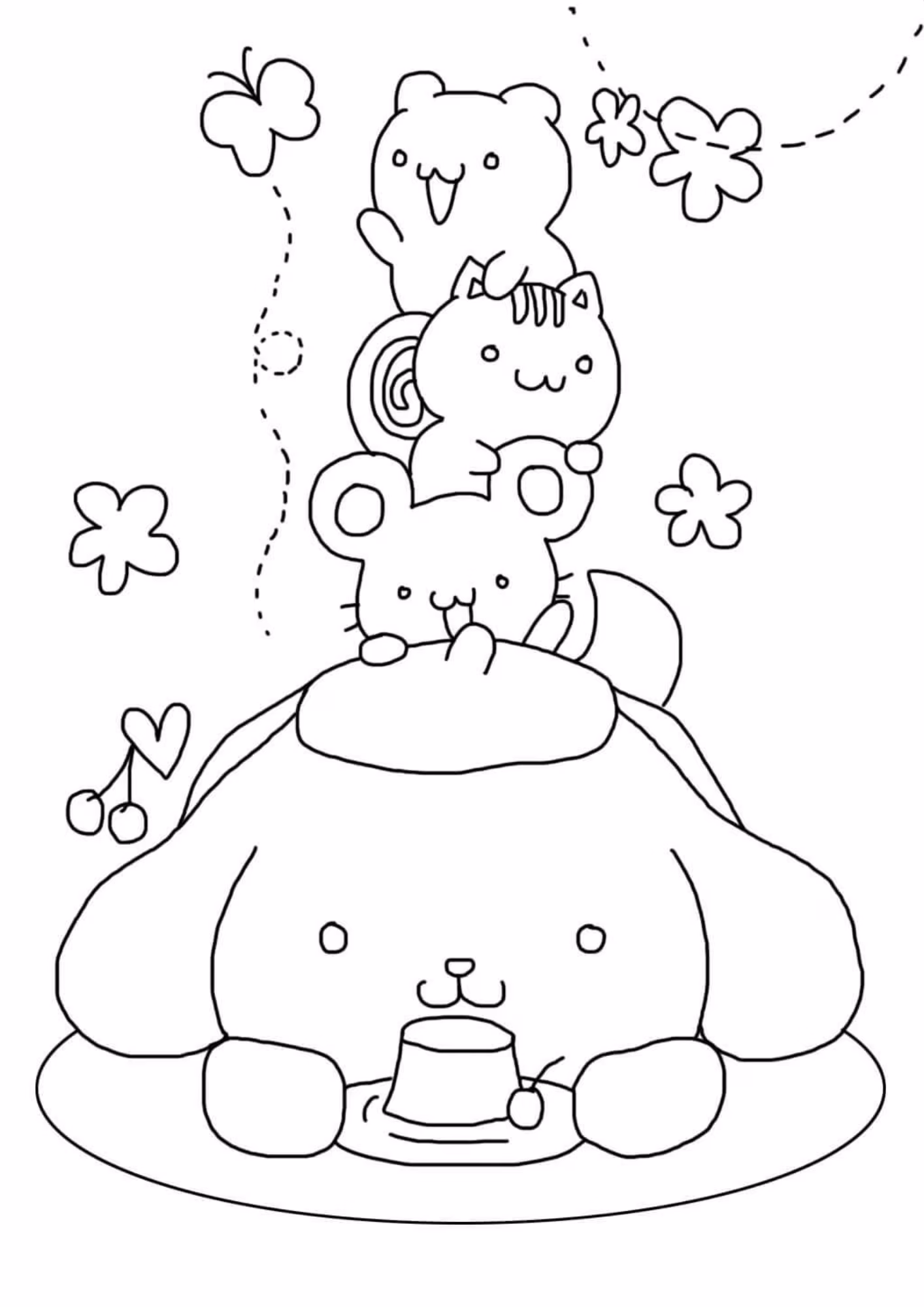 Pompompurin e para colorir — desenho para imprimir