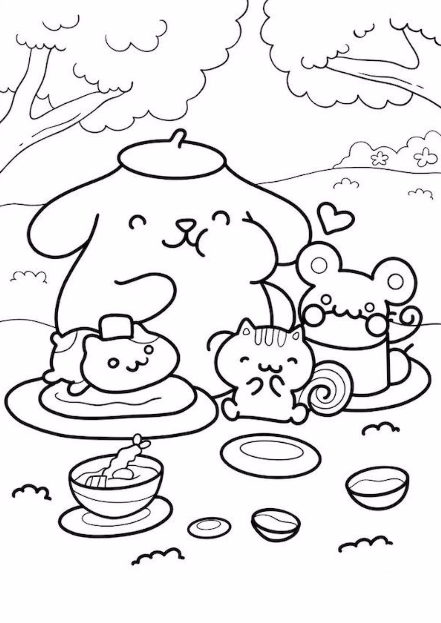 Pompompurin e para colorir — desenho para imprimir