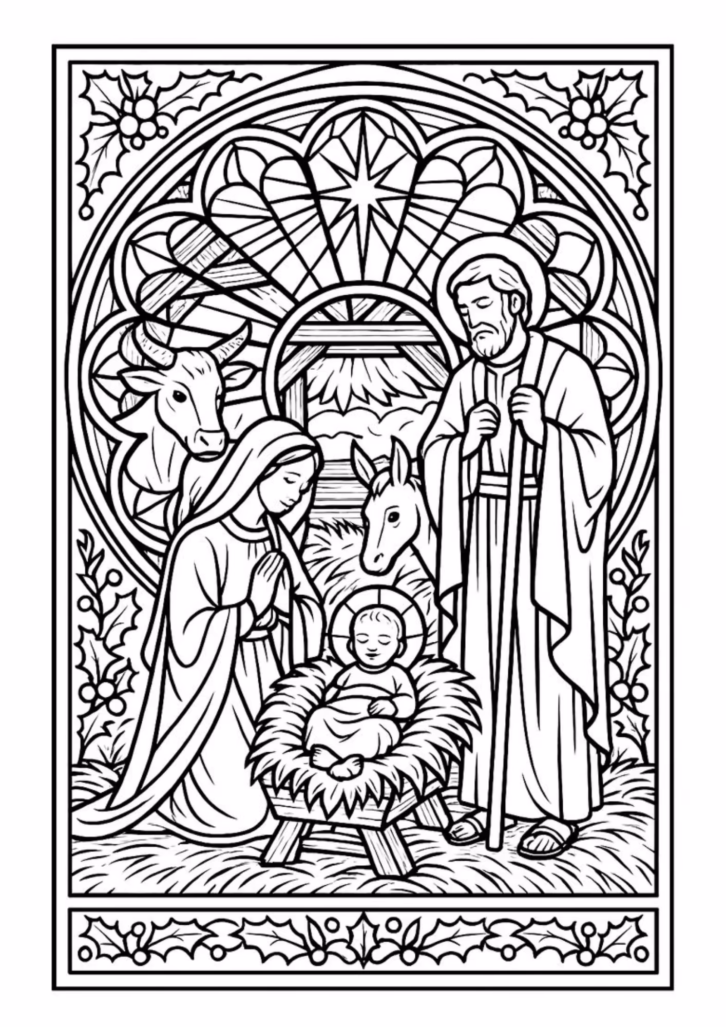 Presepio e para colorir — desenho para imprimir