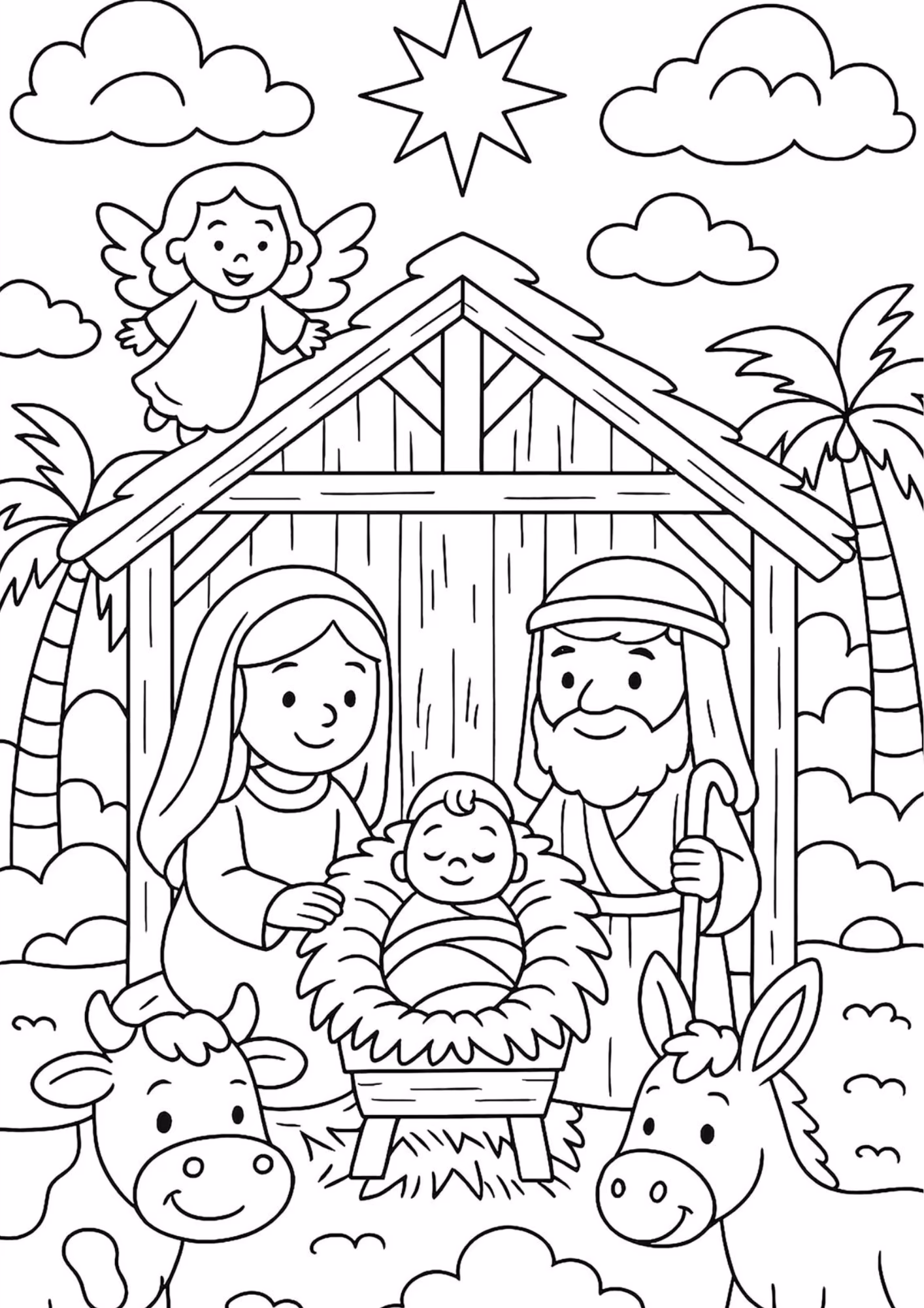 Presepio e para colorir — desenho para imprimir
