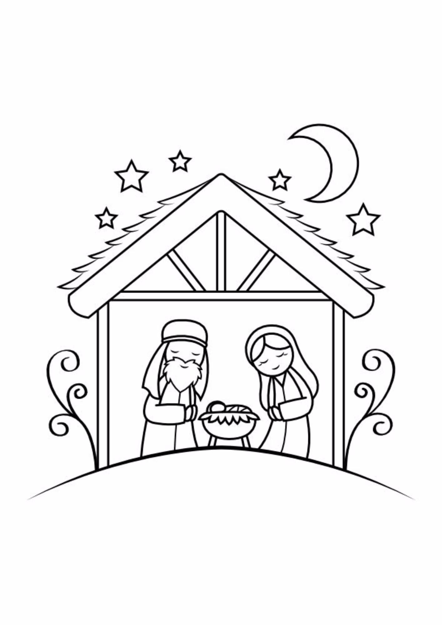 Presepio e para colorir — desenho para imprimir