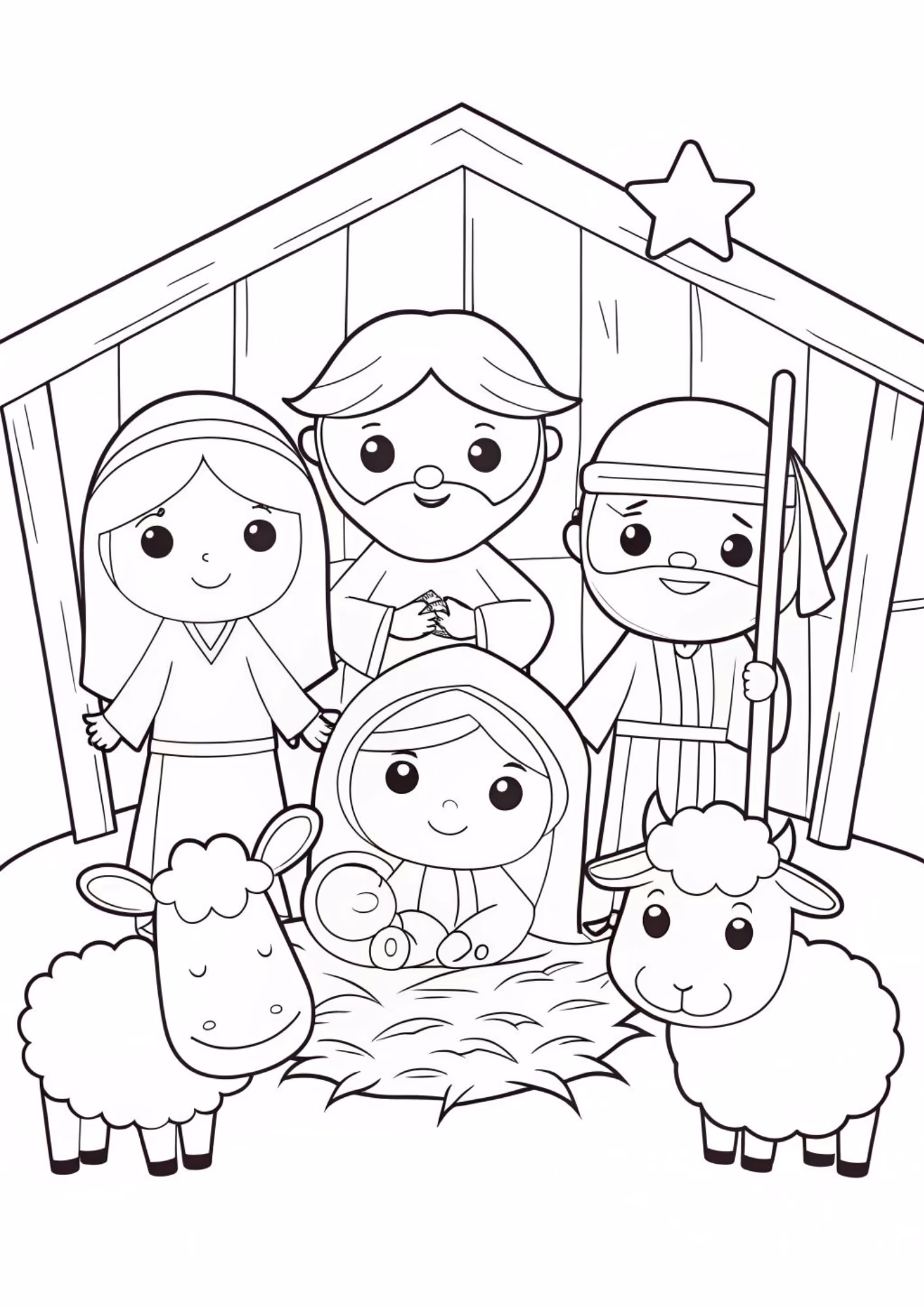 Presepio e para colorir — desenho para imprimir