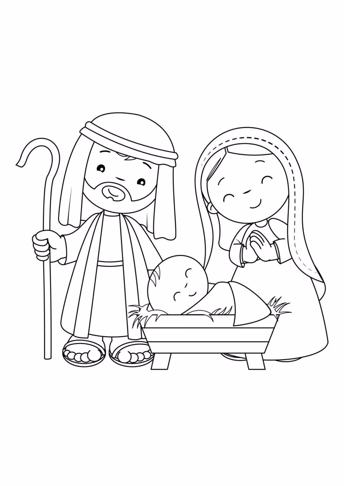 Presepio e para colorir — desenho para imprimir