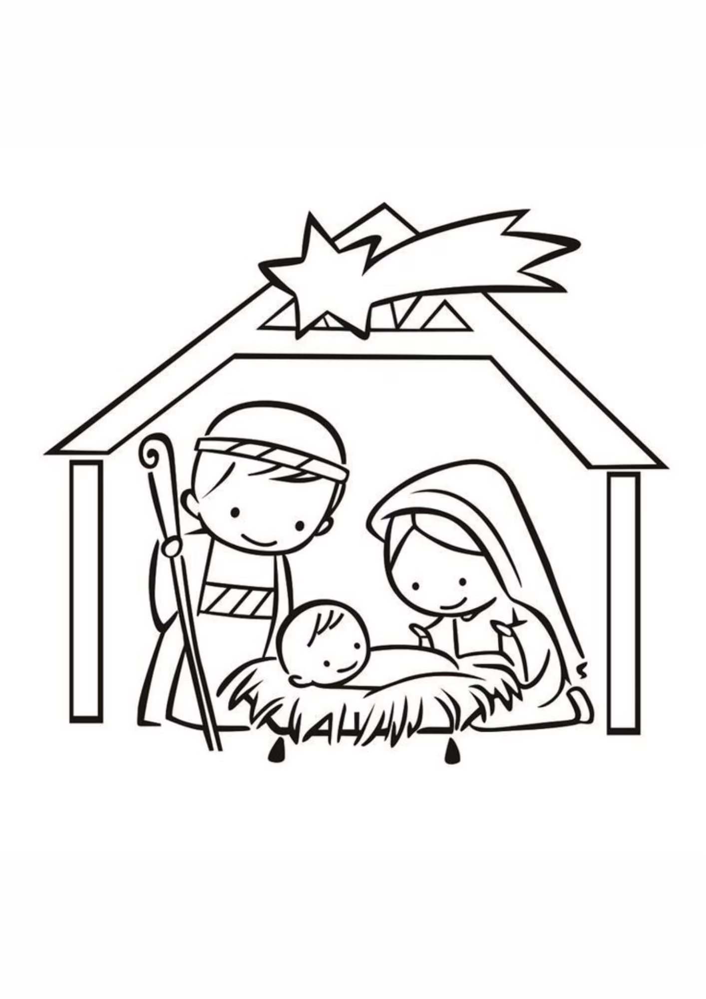 Presepio e para colorir — desenho para imprimir