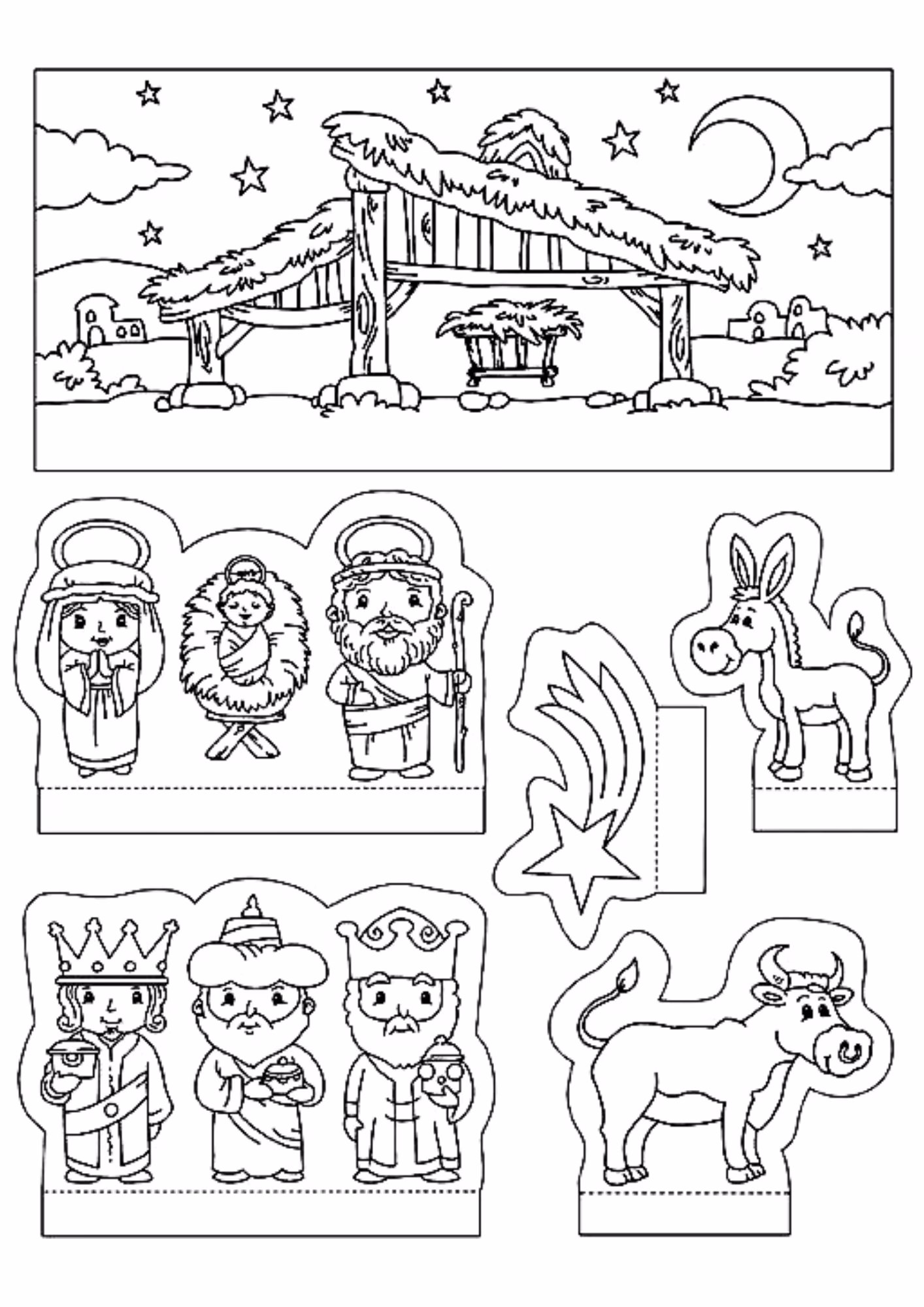 Presepio e para colorir — desenho para imprimir
