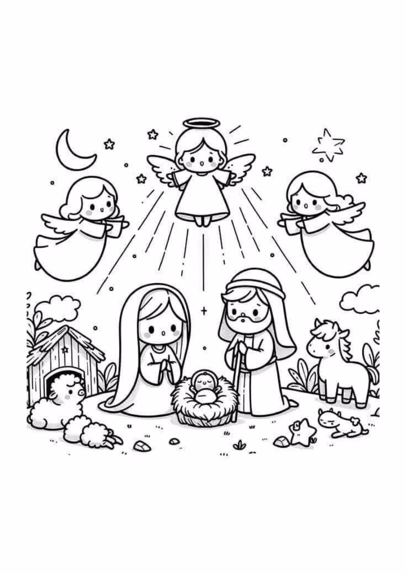 Presepio e para colorir — desenho para imprimir