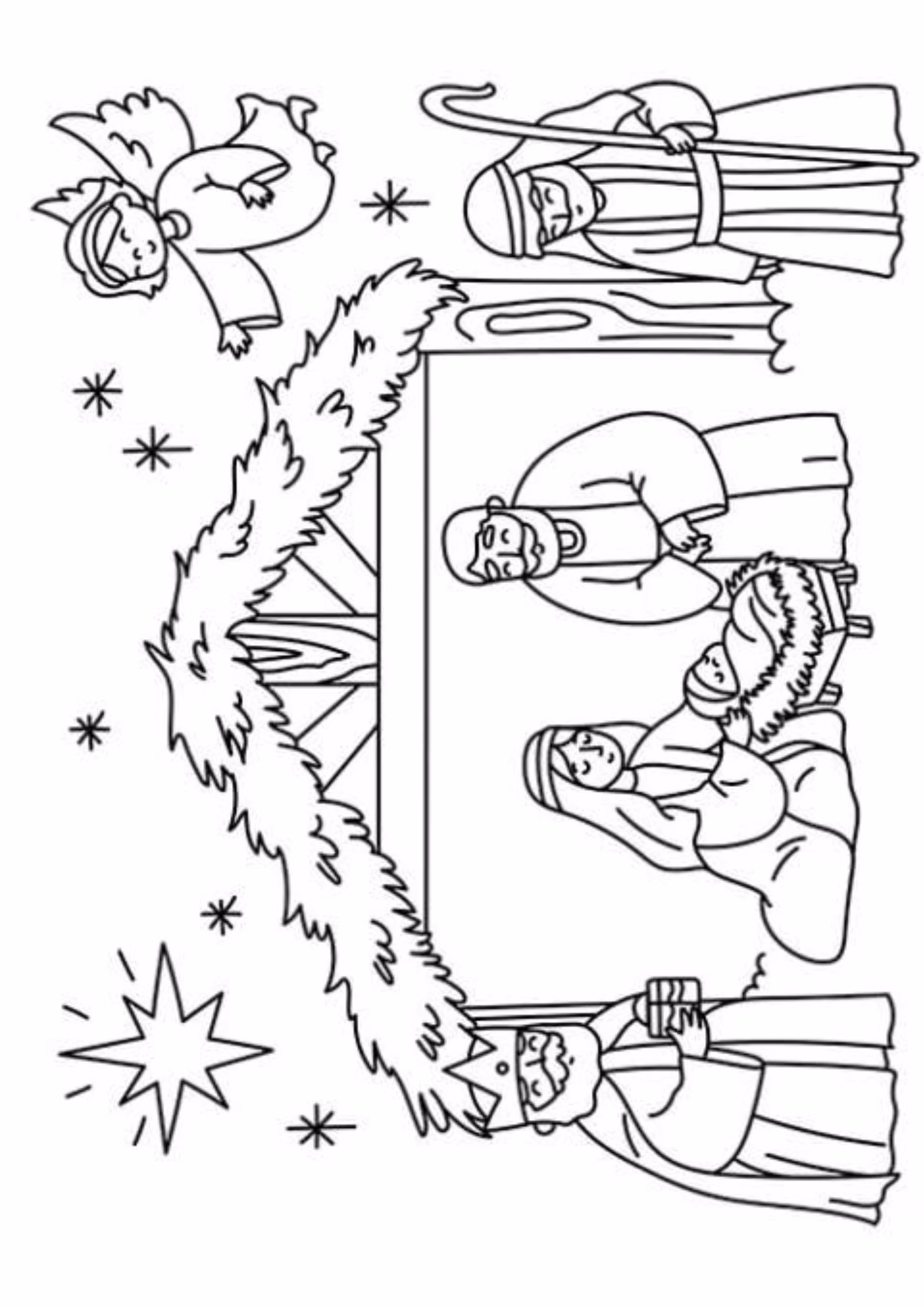 Presepio e para colorir — desenho para imprimir
