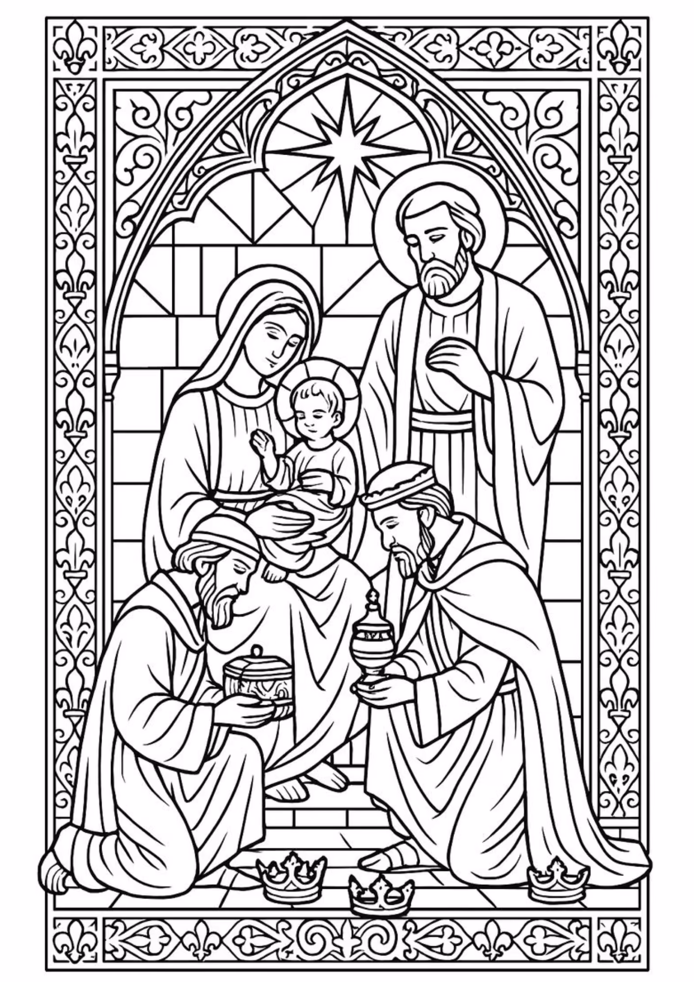 Presepio e para colorir — desenho para imprimir