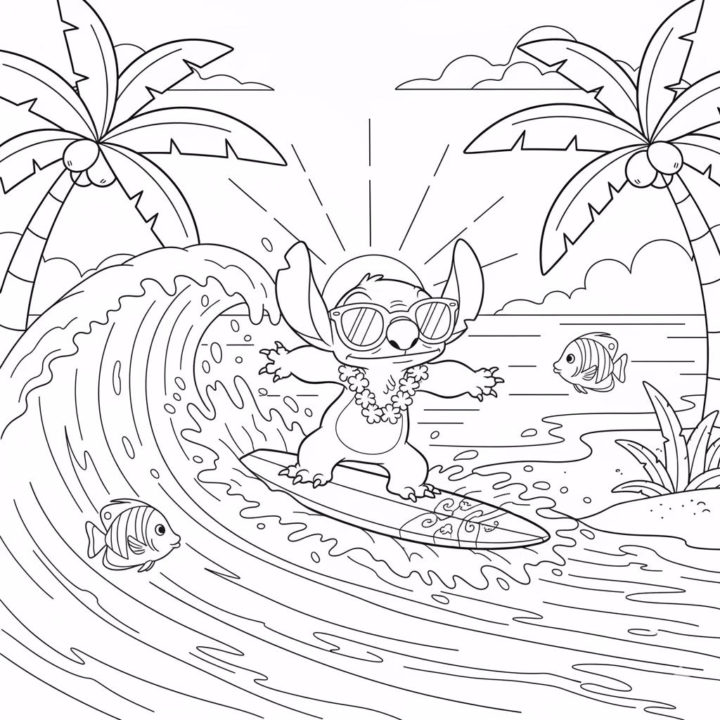 Stitch e para colorir — desenho para imprimir