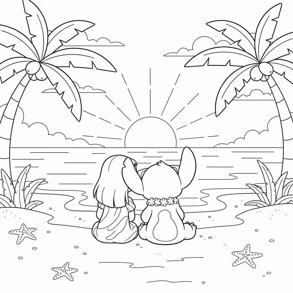 Stitch e para colorir — desenho para imprimir