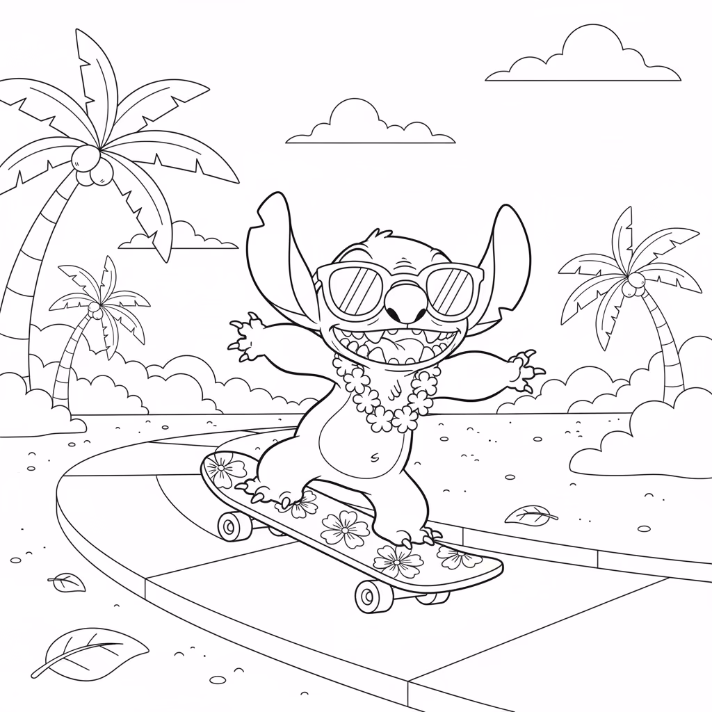 Stitch e para colorir — desenho para imprimir