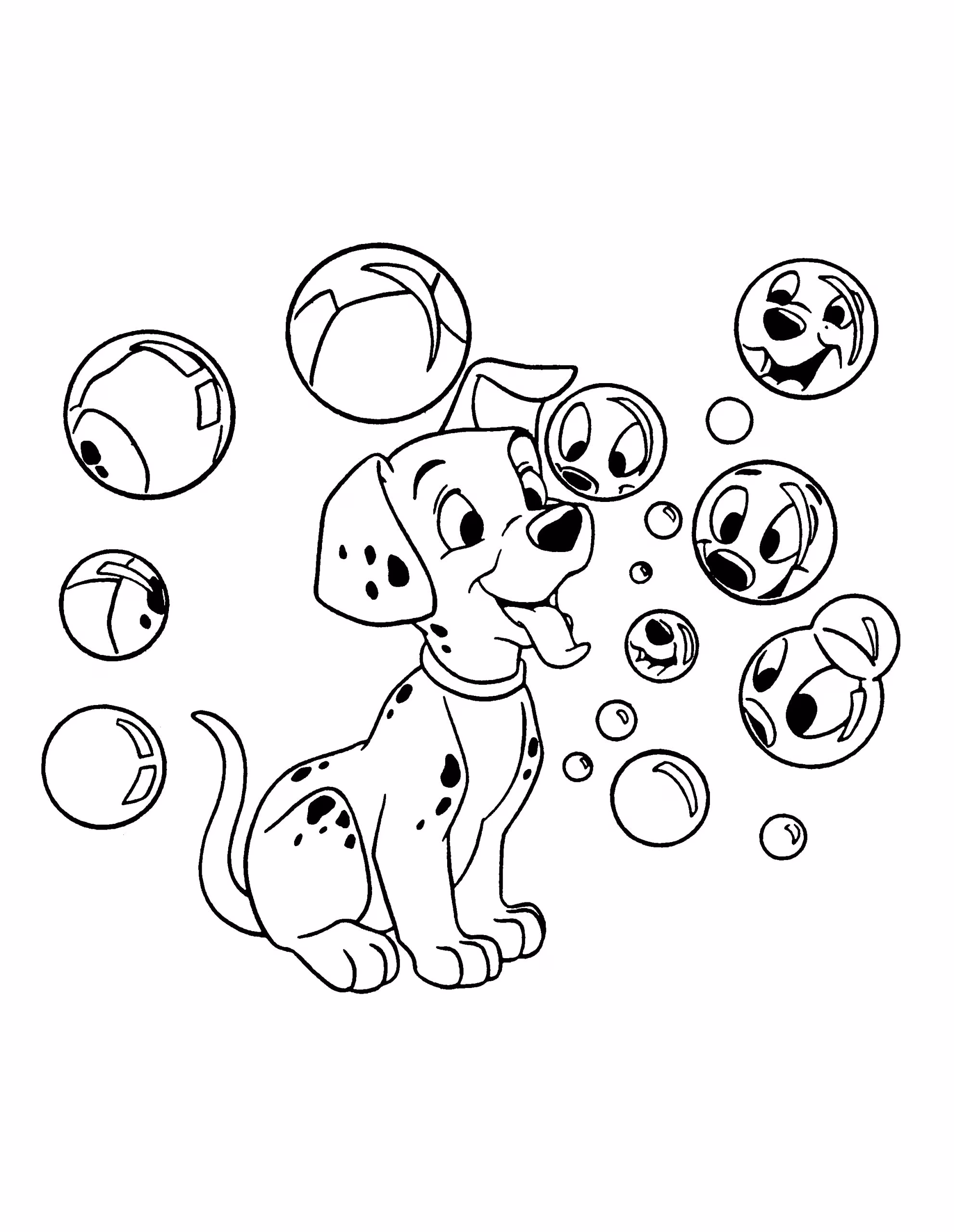 Dalmatas e para colorir — desenho para imprimir