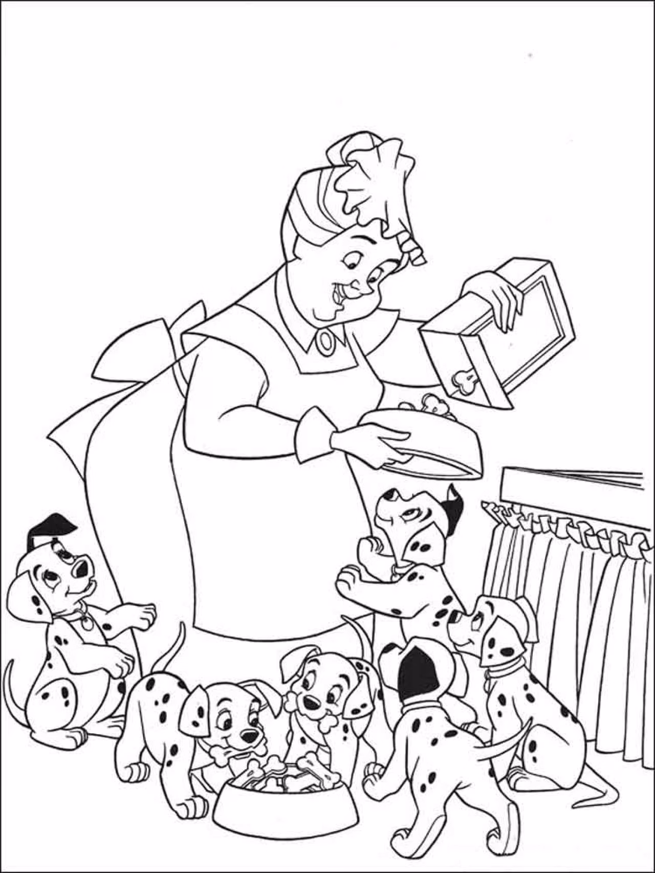 Dalmatas e para colorir — desenho para imprimir
