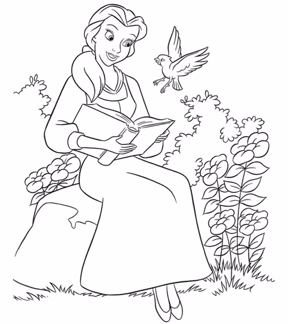 A bela e a fera e para colorir — desenho para imprimir