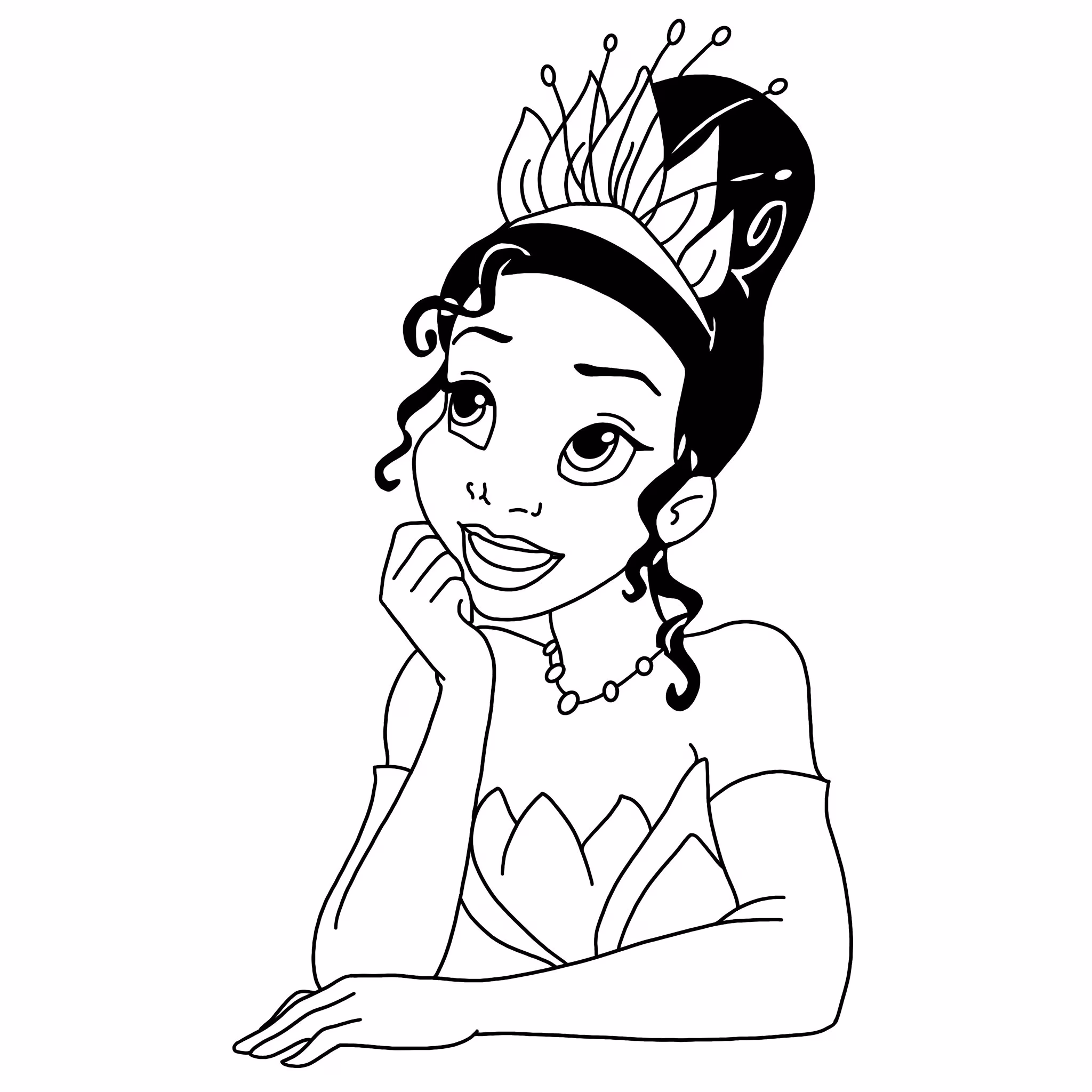 A princesa e o sapo para colorir — desenho para imprimir