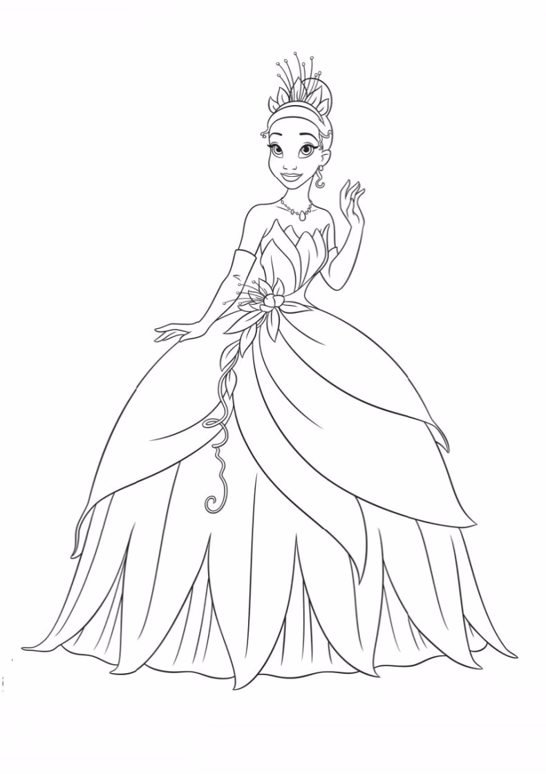 A princesa e o sapo para colorir — desenho para imprimir