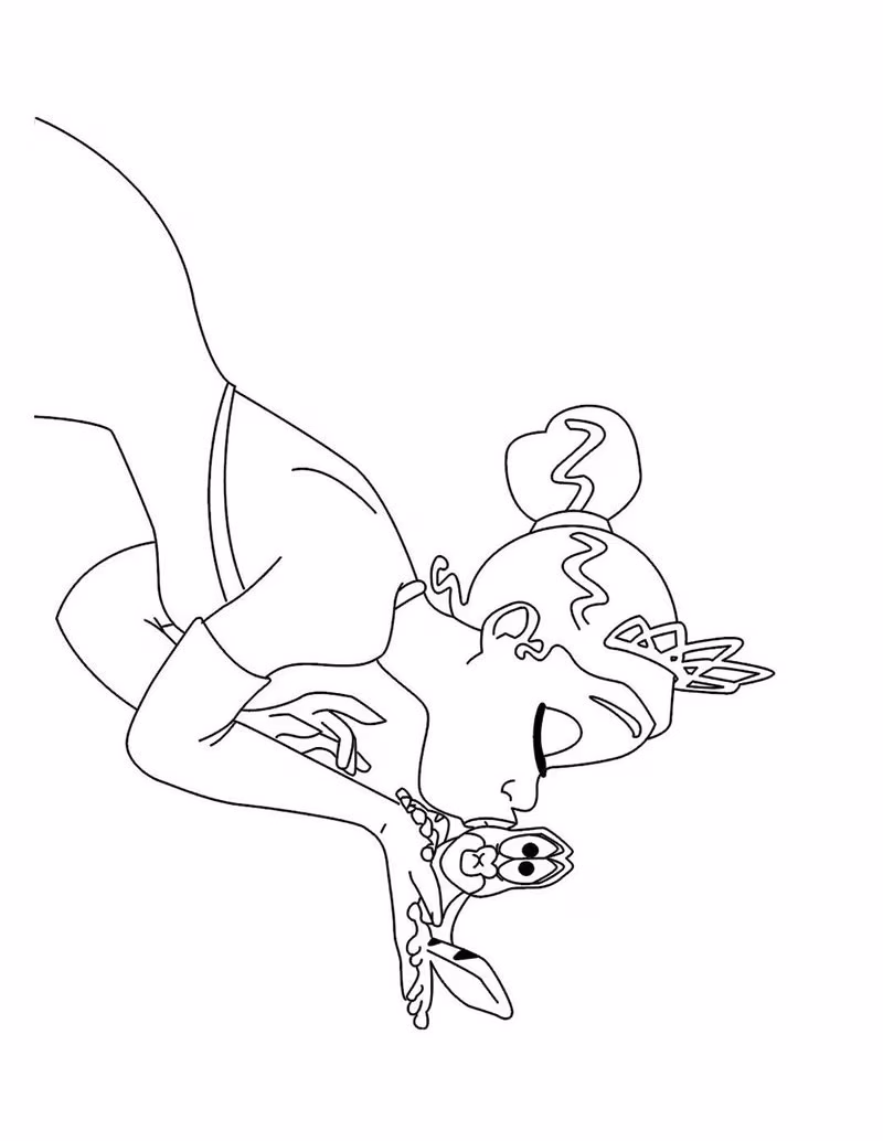 A princesa e o sapo para colorir — desenho para imprimir