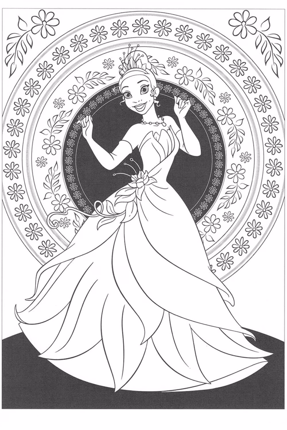 A princesa e o sapo para colorir — desenho para imprimir