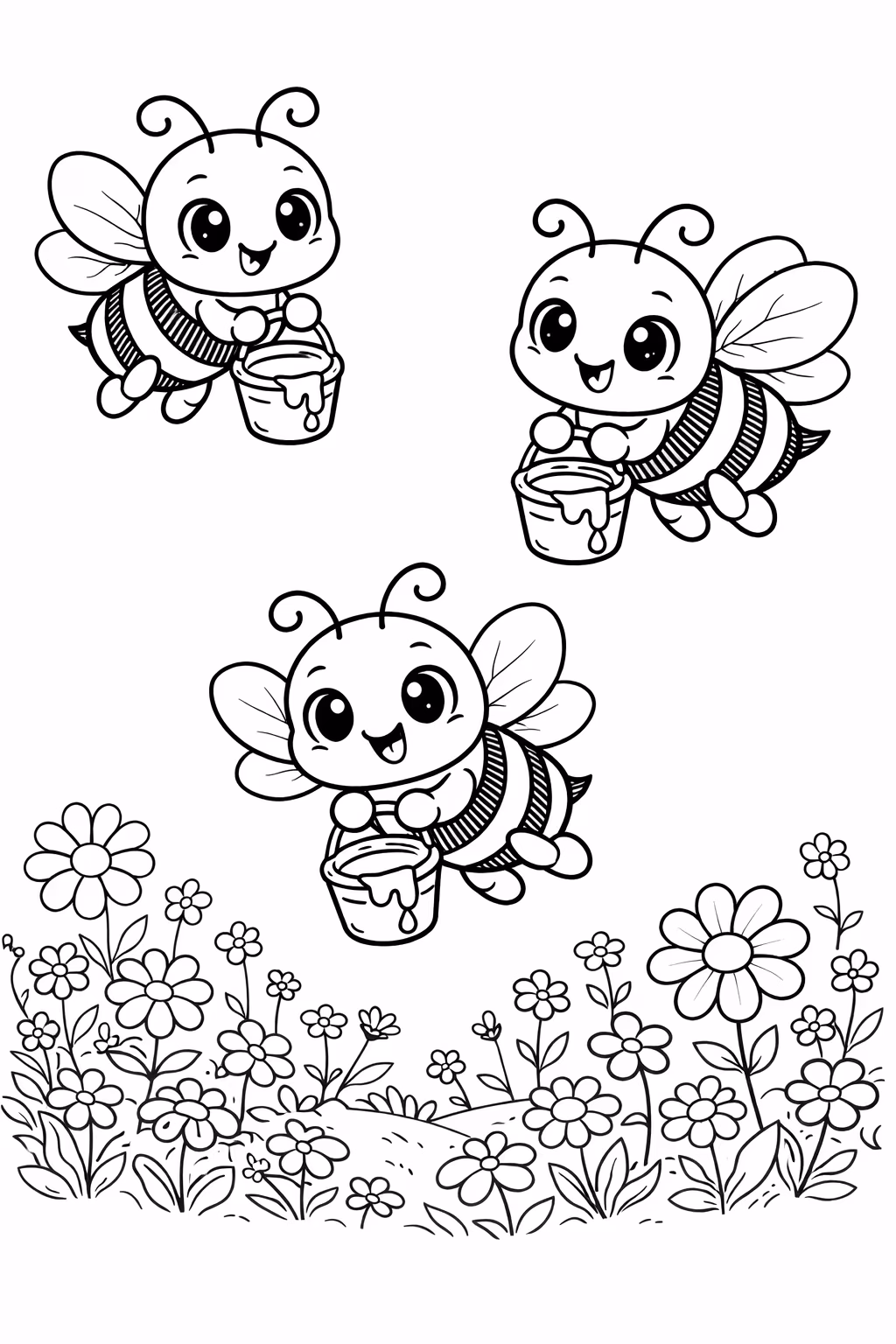 Abelhas para colorir — desenho para imprimir