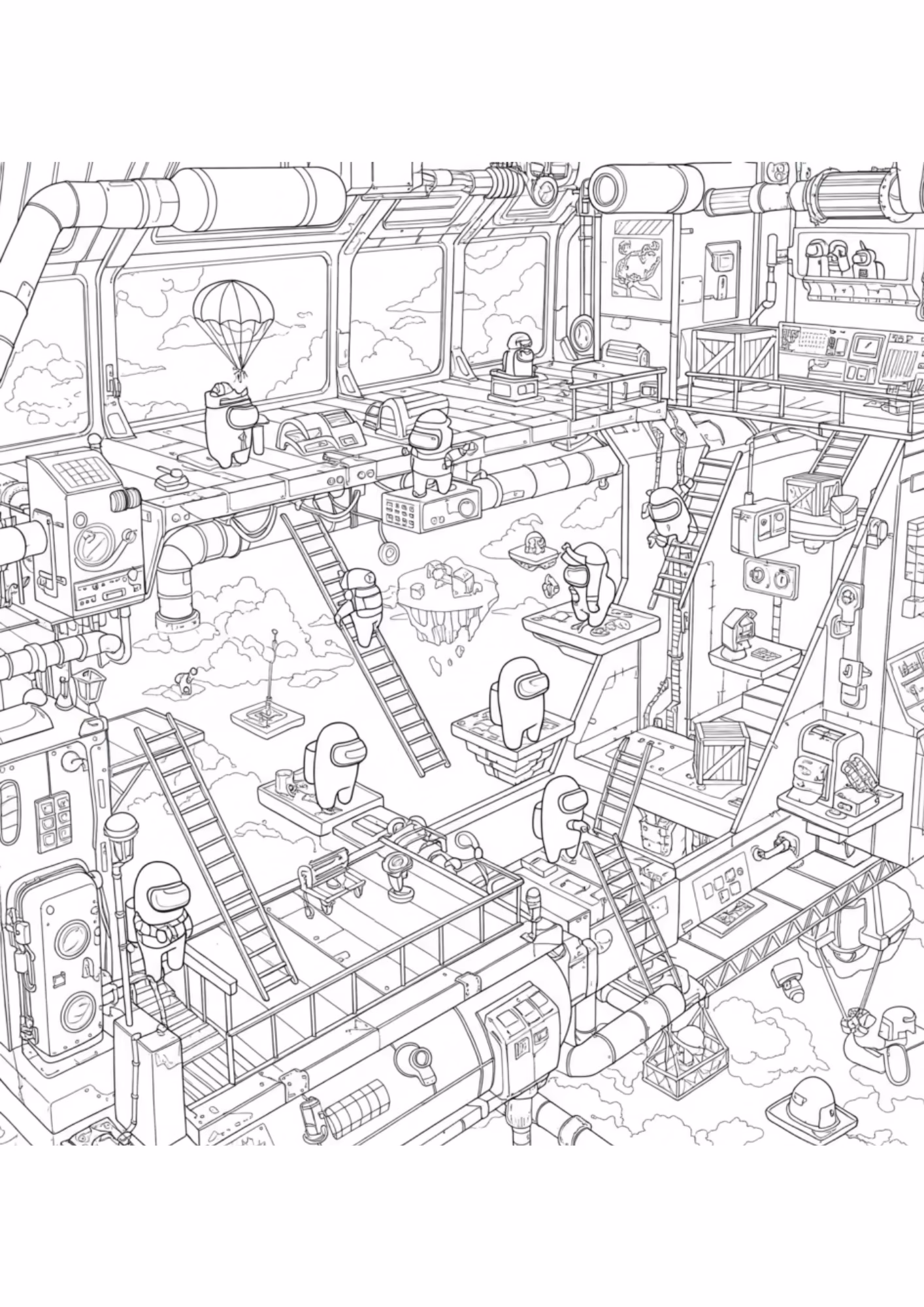 Among us e para colorir — desenho para imprimir