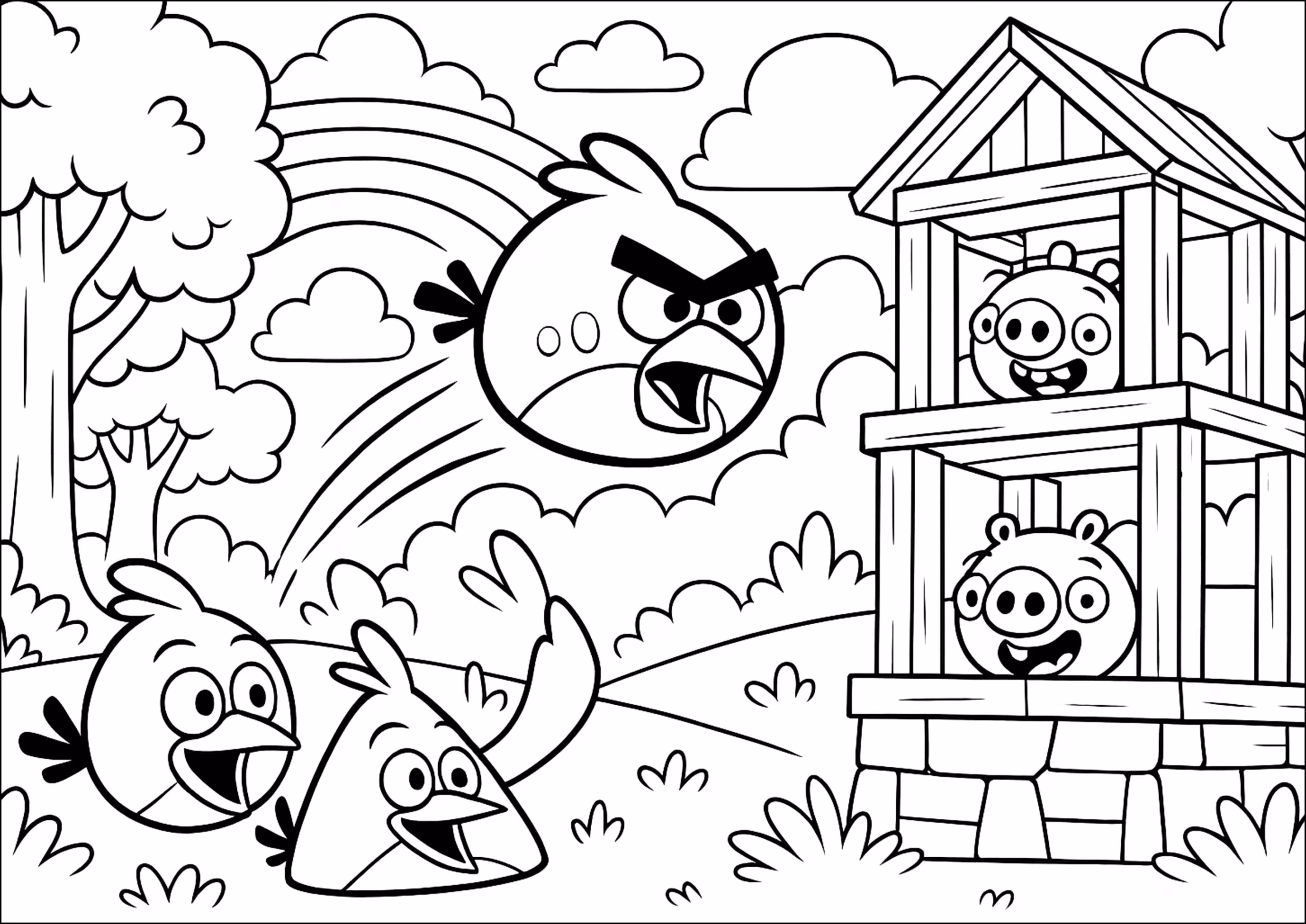Angry birds para colorir — desenho para imprimir