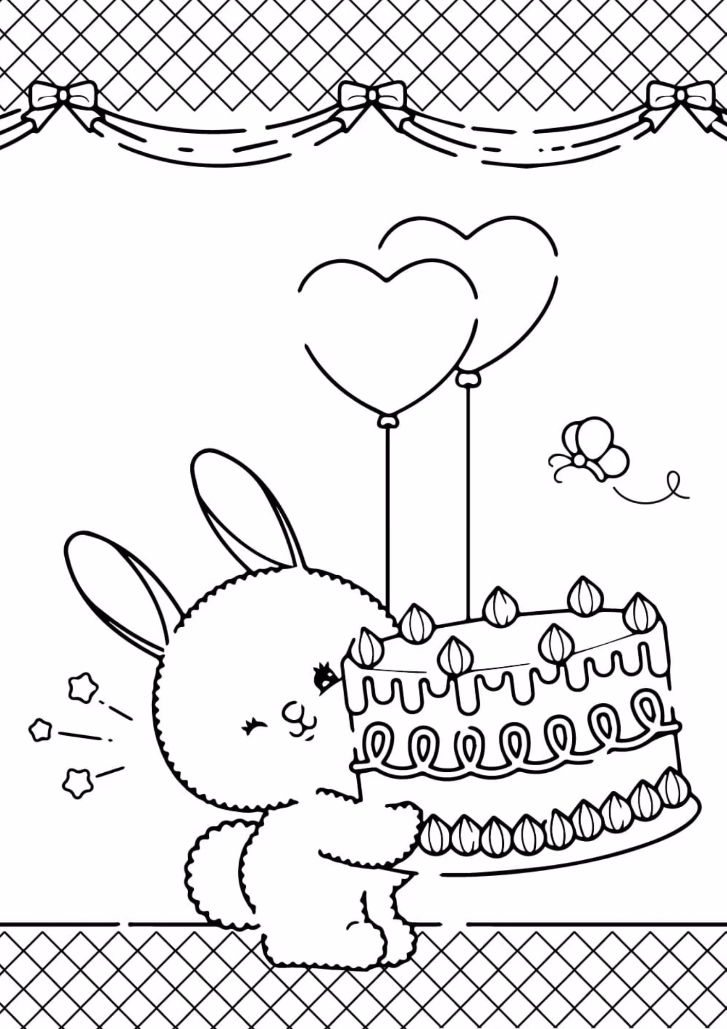 Aniversario e para colorir — desenho para imprimir