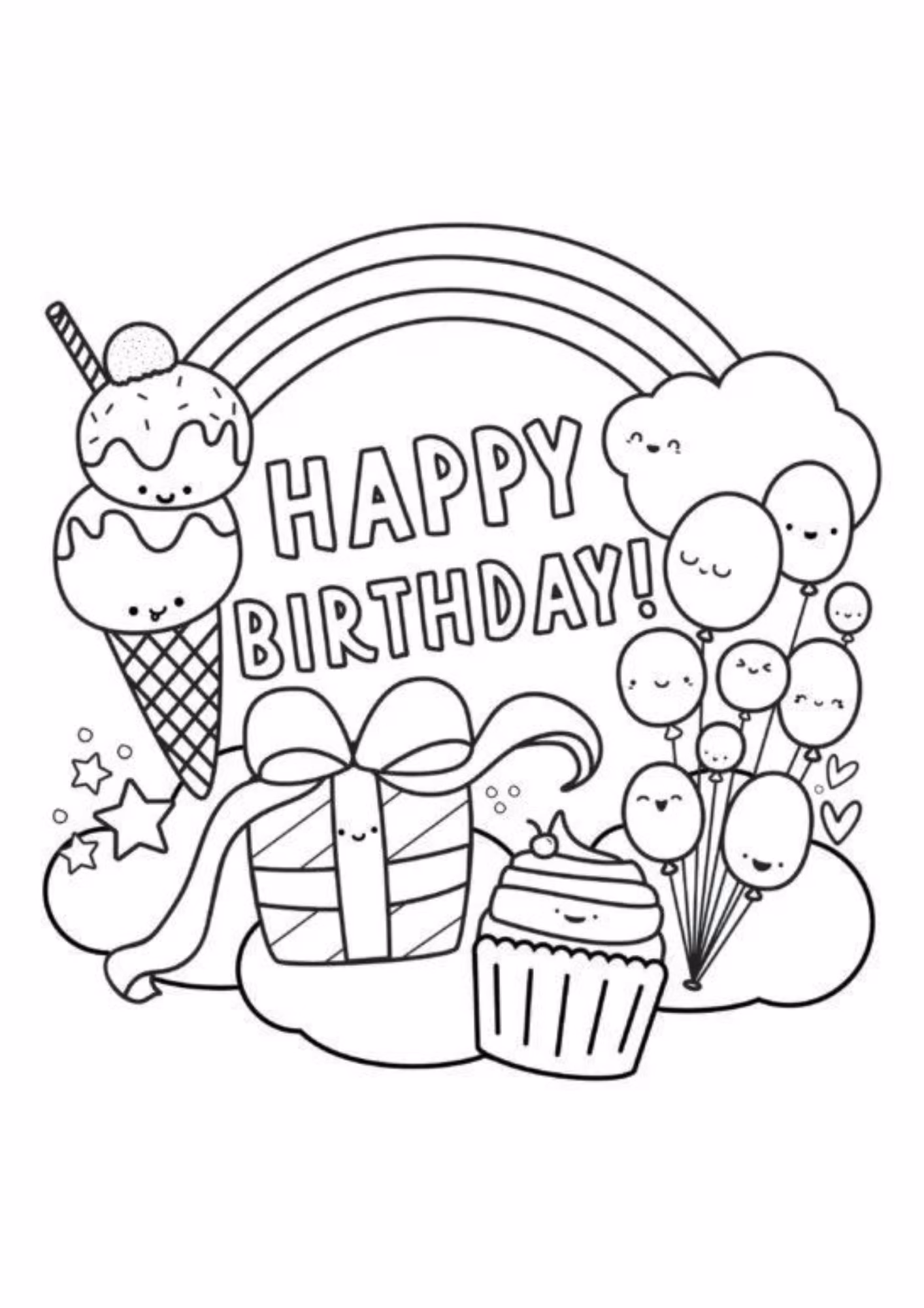 Aniversario e para colorir — desenho para imprimir