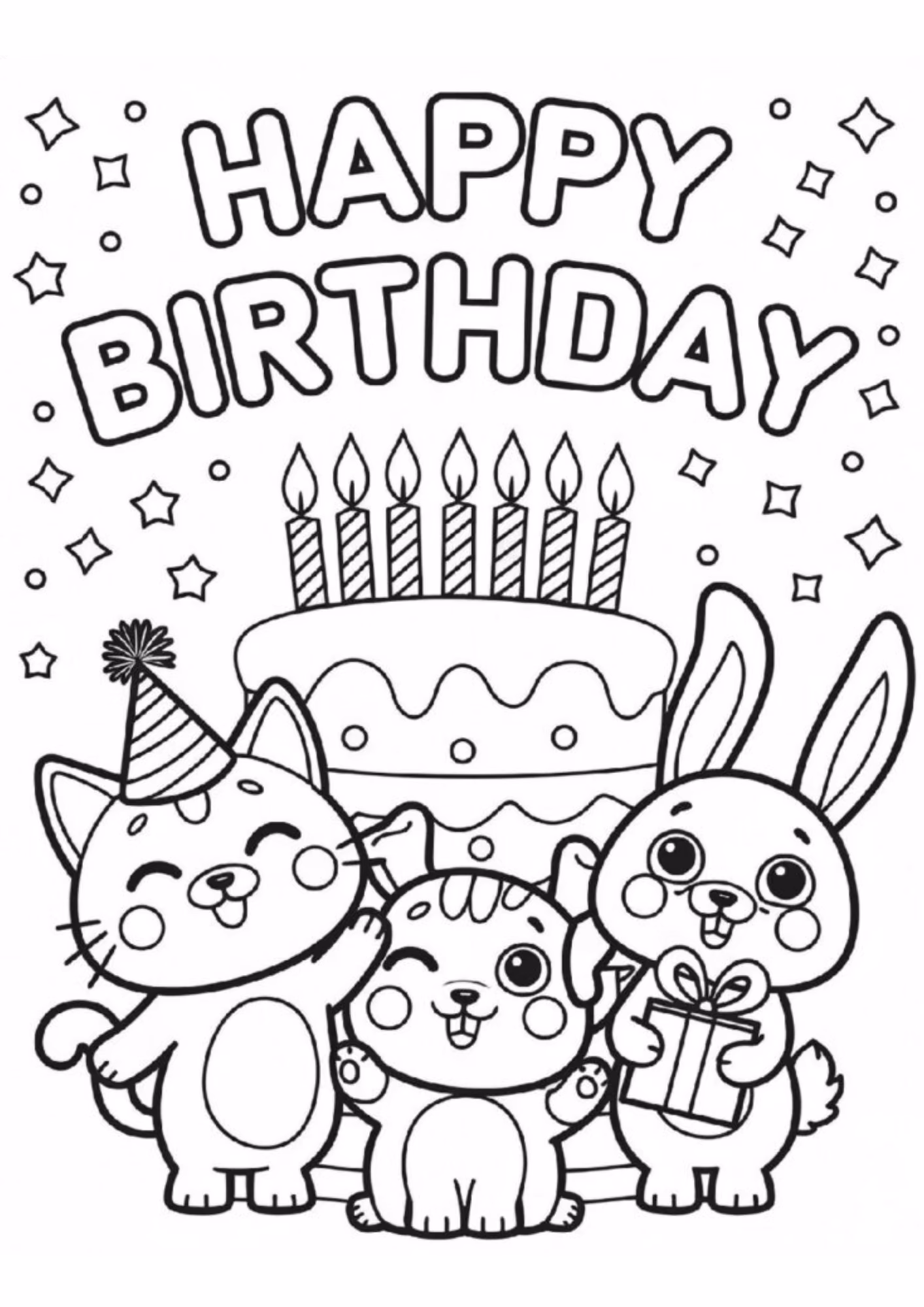 Aniversario e para colorir — desenho para imprimir