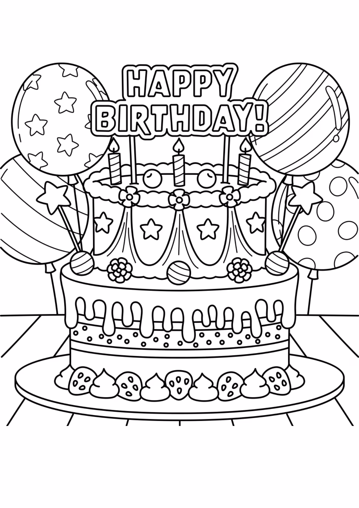 Aniversario e para colorir — desenho para imprimir