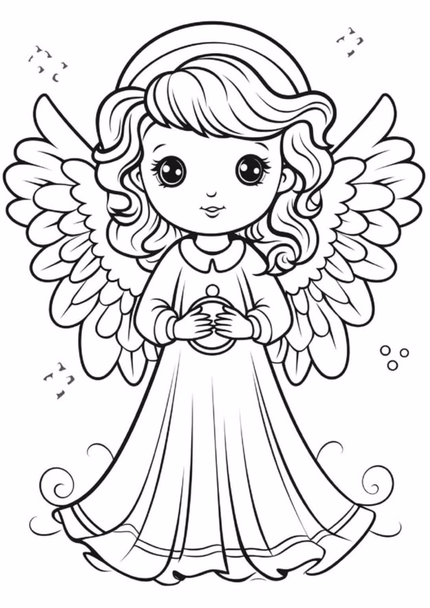 Anjos e para colorir — desenho para imprimir