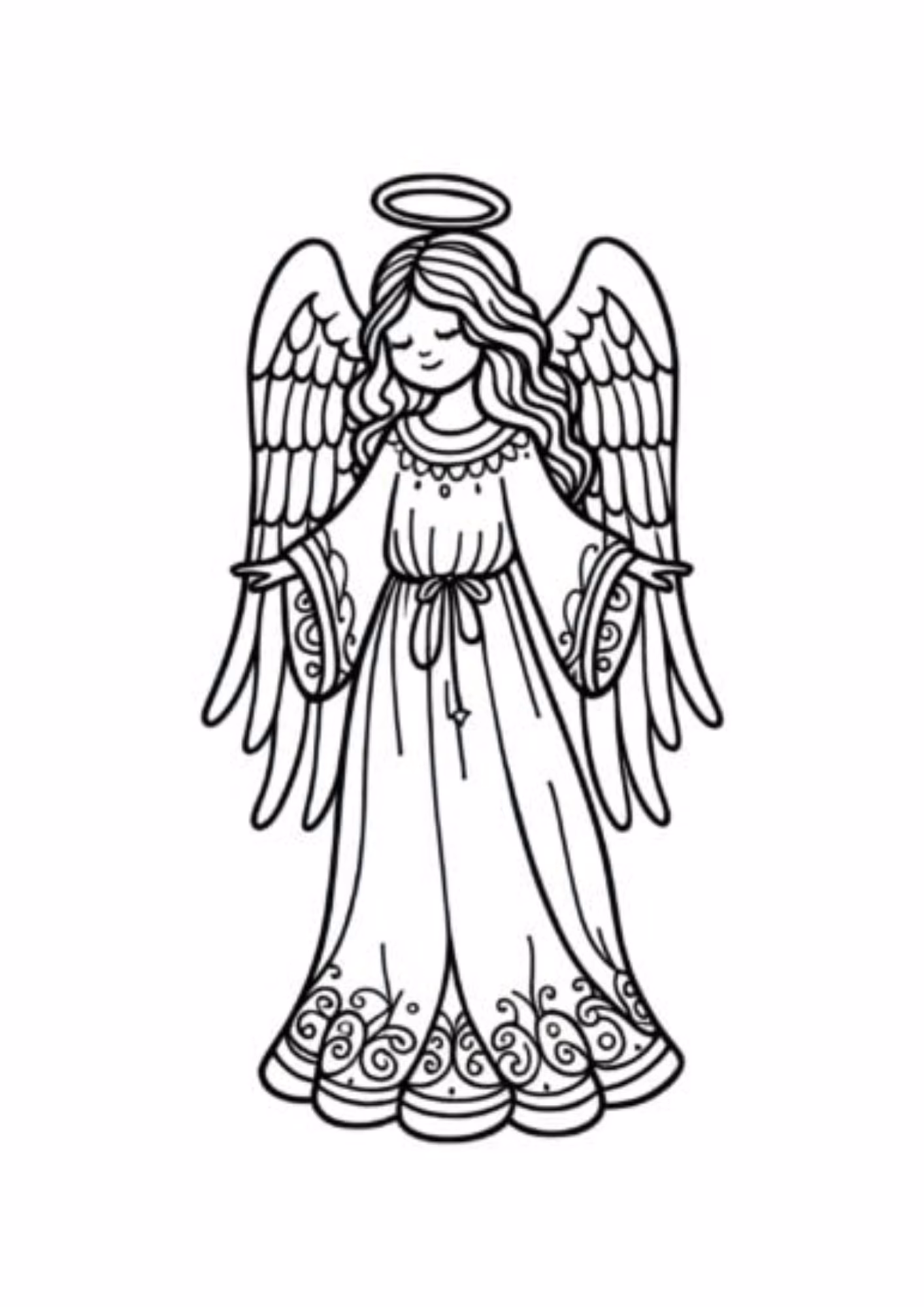 Anjos e para colorir — desenho para imprimir
