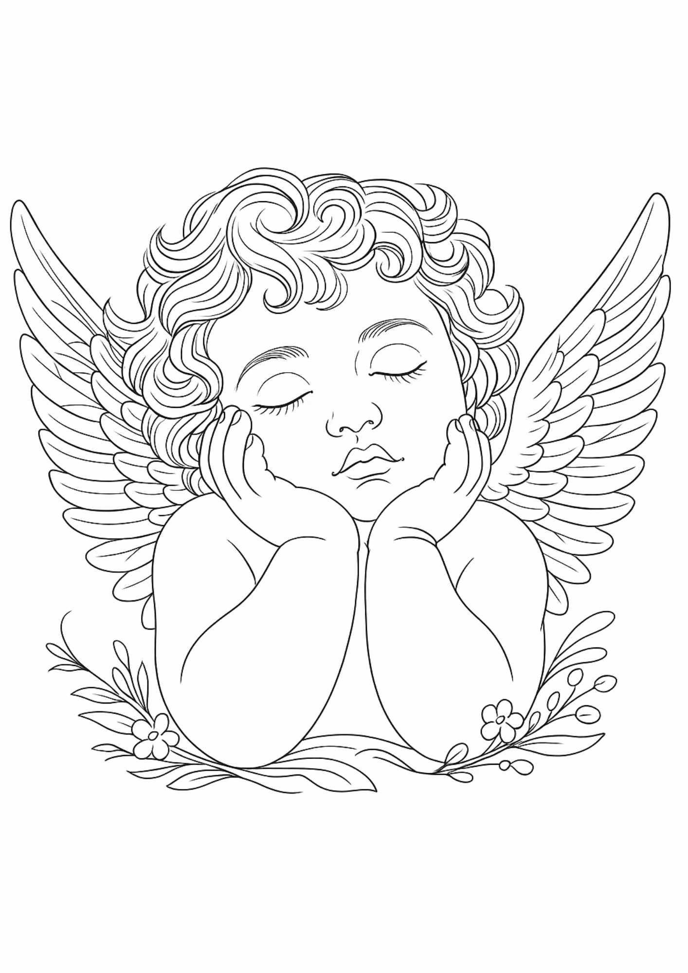 Anjos e para colorir — desenho para imprimir