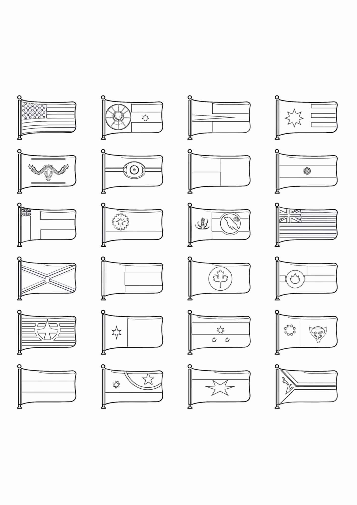 Bandeiras e para colorir — desenho para imprimir