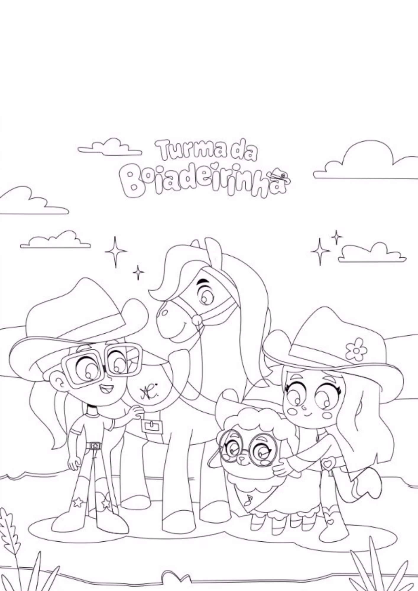 Boiadeirinha e para colorir — desenho para imprimir