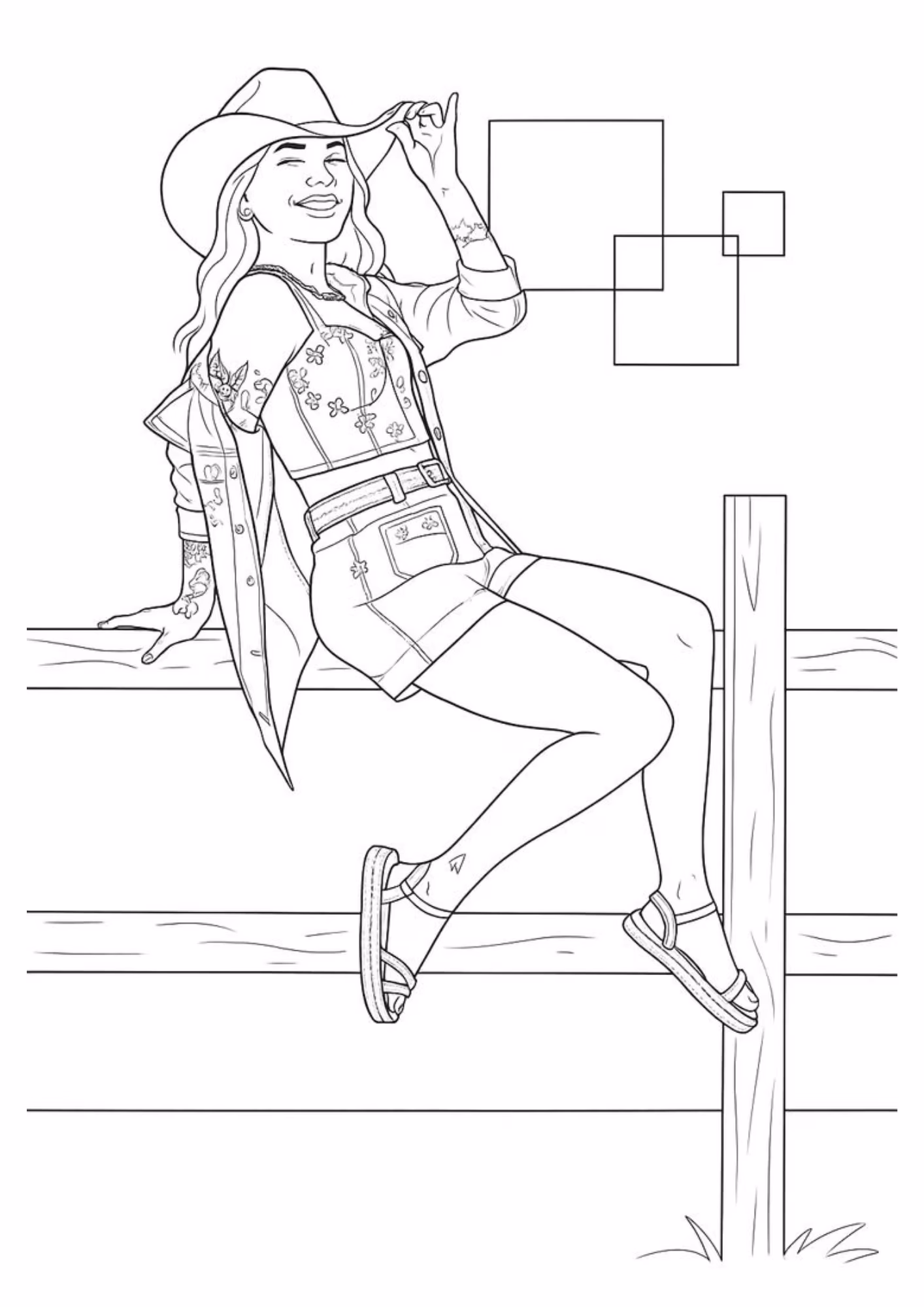 Boiadeirinha e para colorir — desenho para imprimir