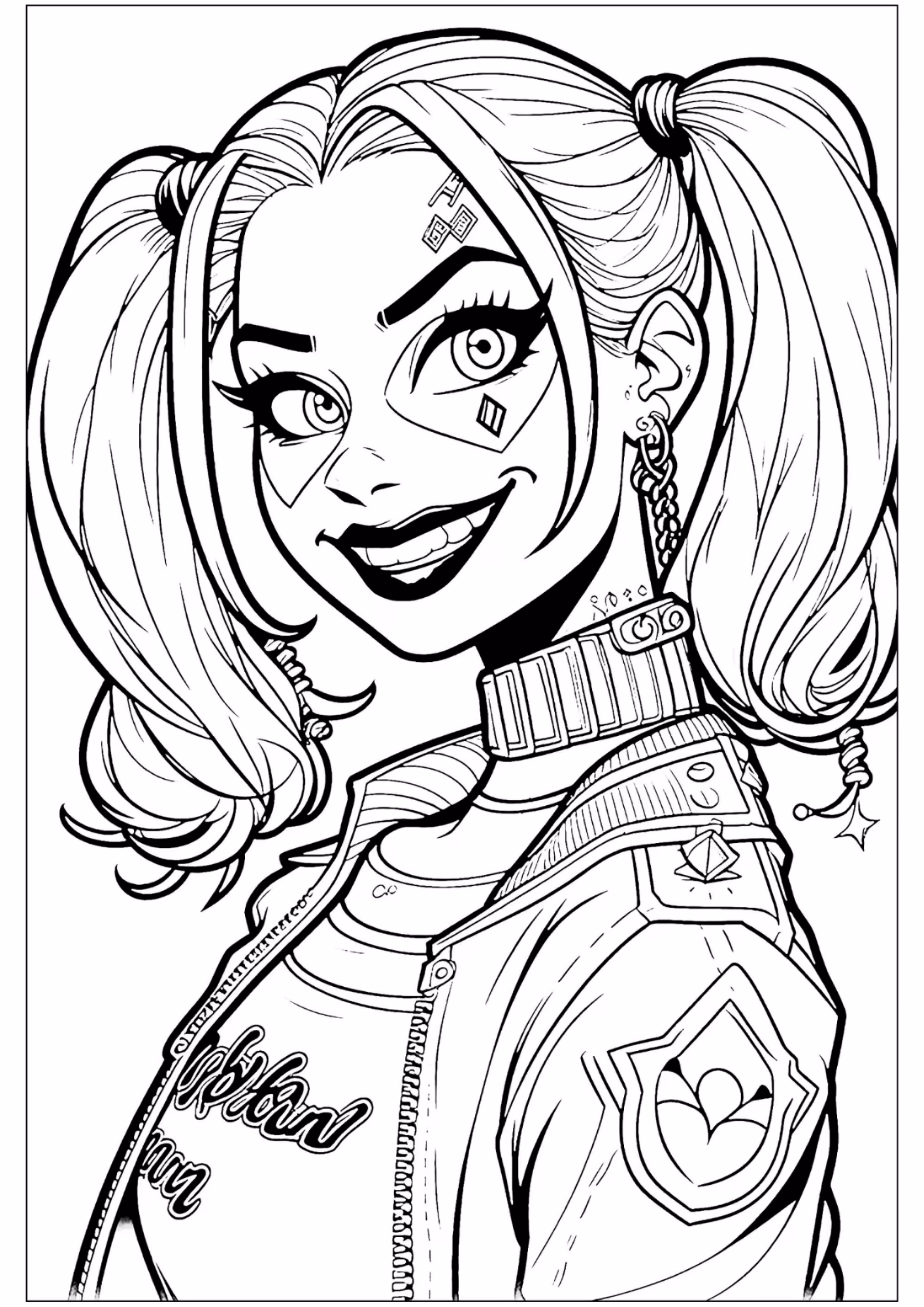 Harley quinn e para colorir — desenho para imprimir