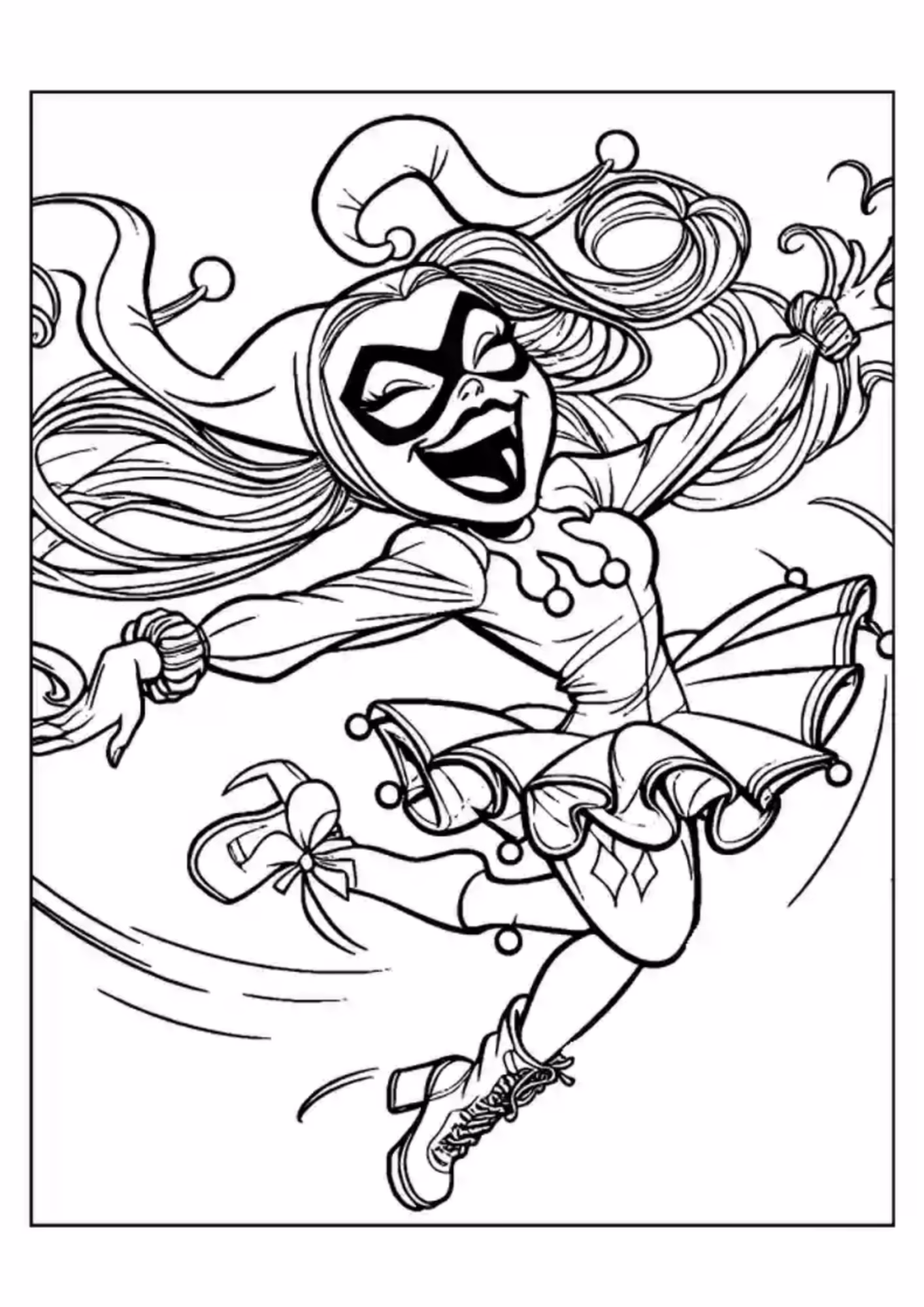 Harley quinn e para colorir — desenho para imprimir