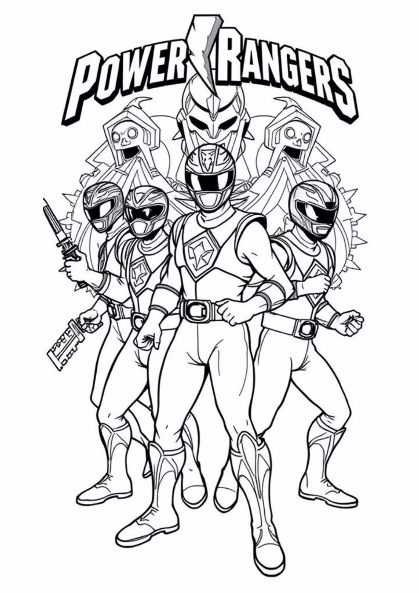 Power rangers e para colorir — desenho para imprimir