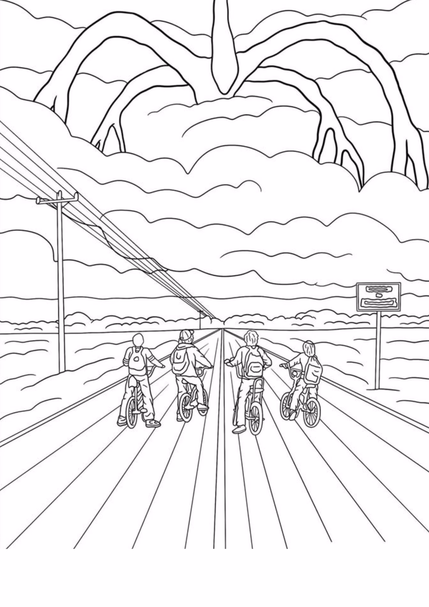 Stranger things e para colorir — desenho para imprimir