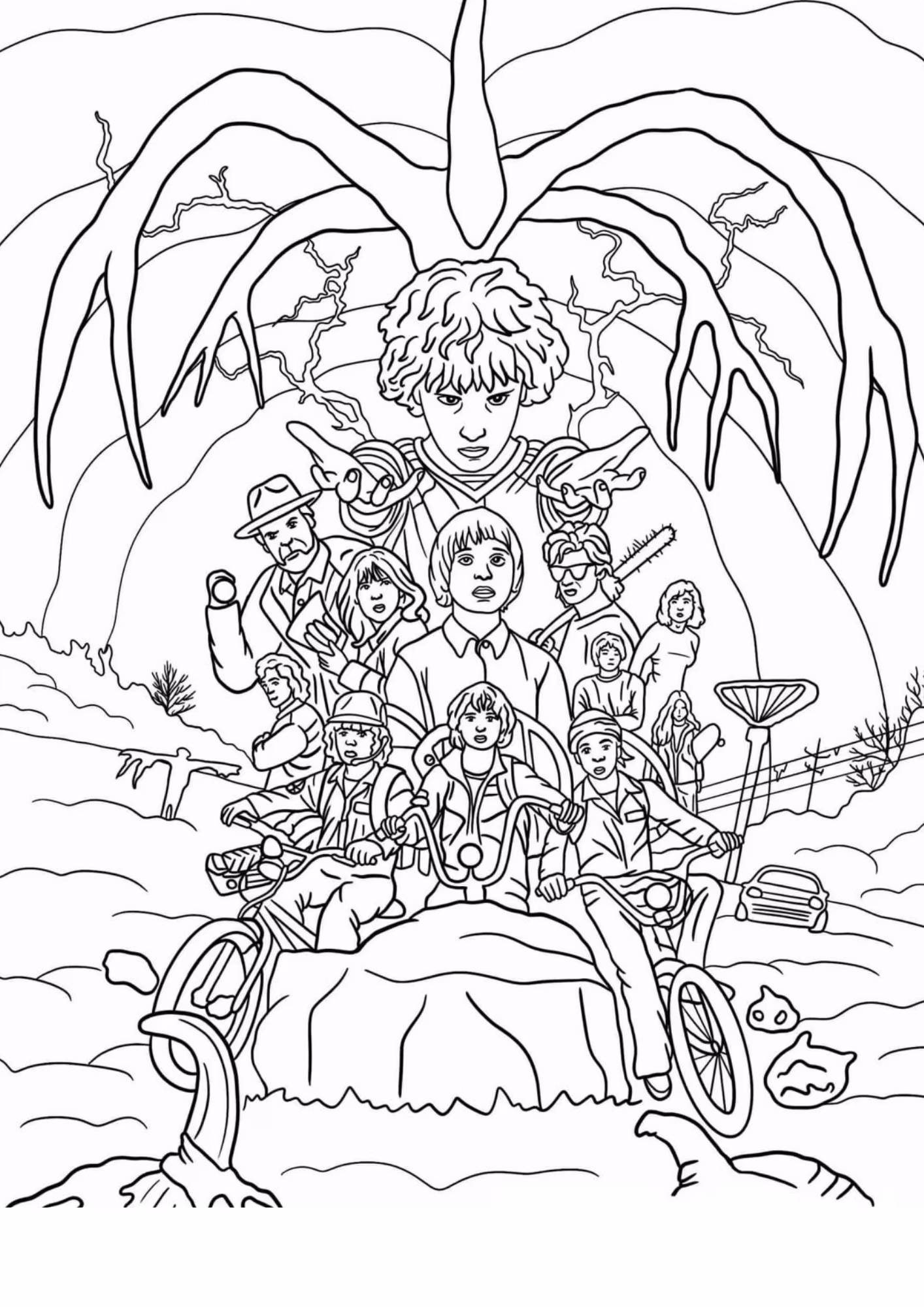 Stranger things e para colorir — desenho para imprimir